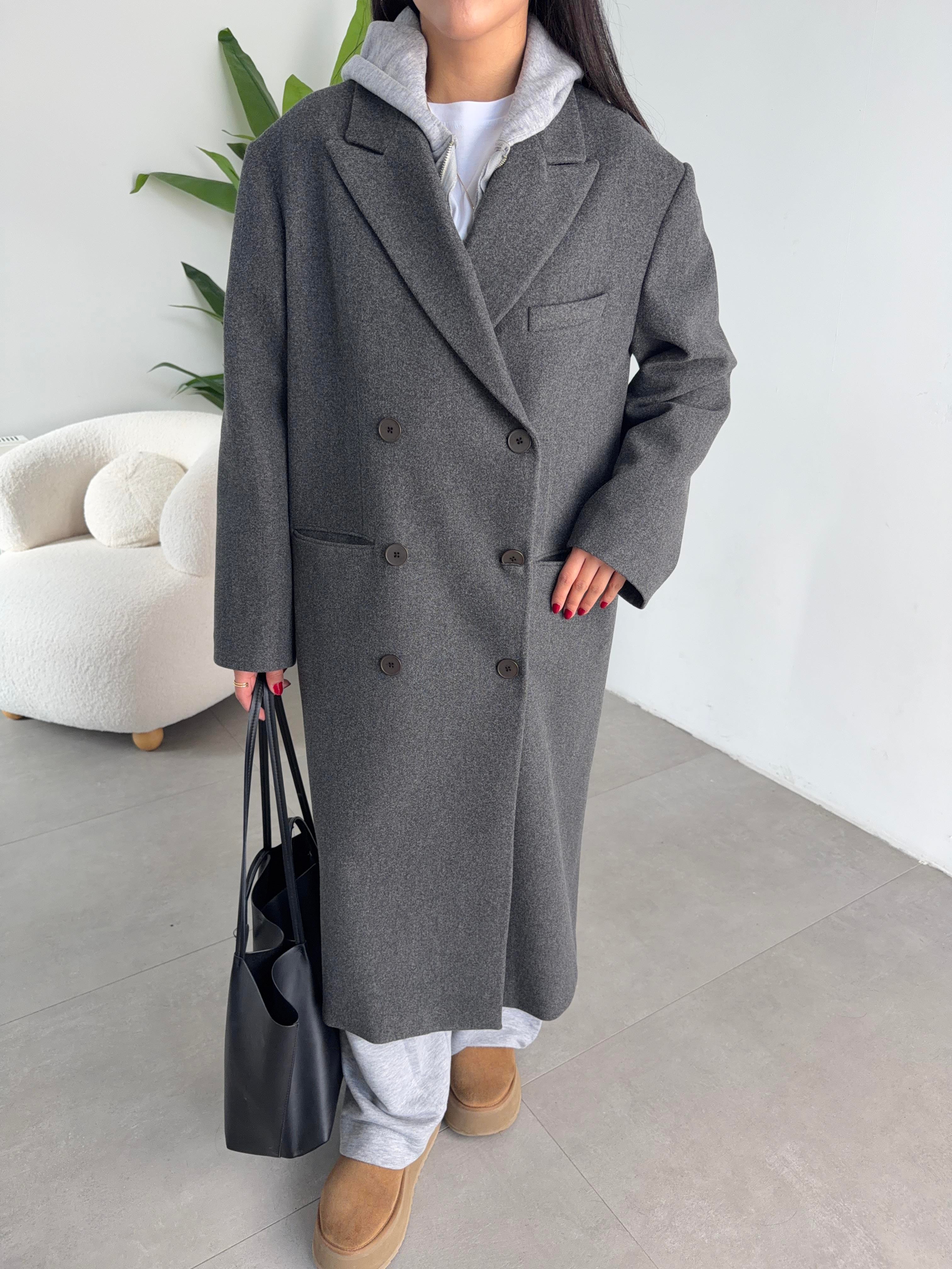 Antrasit Kaşe Kaban