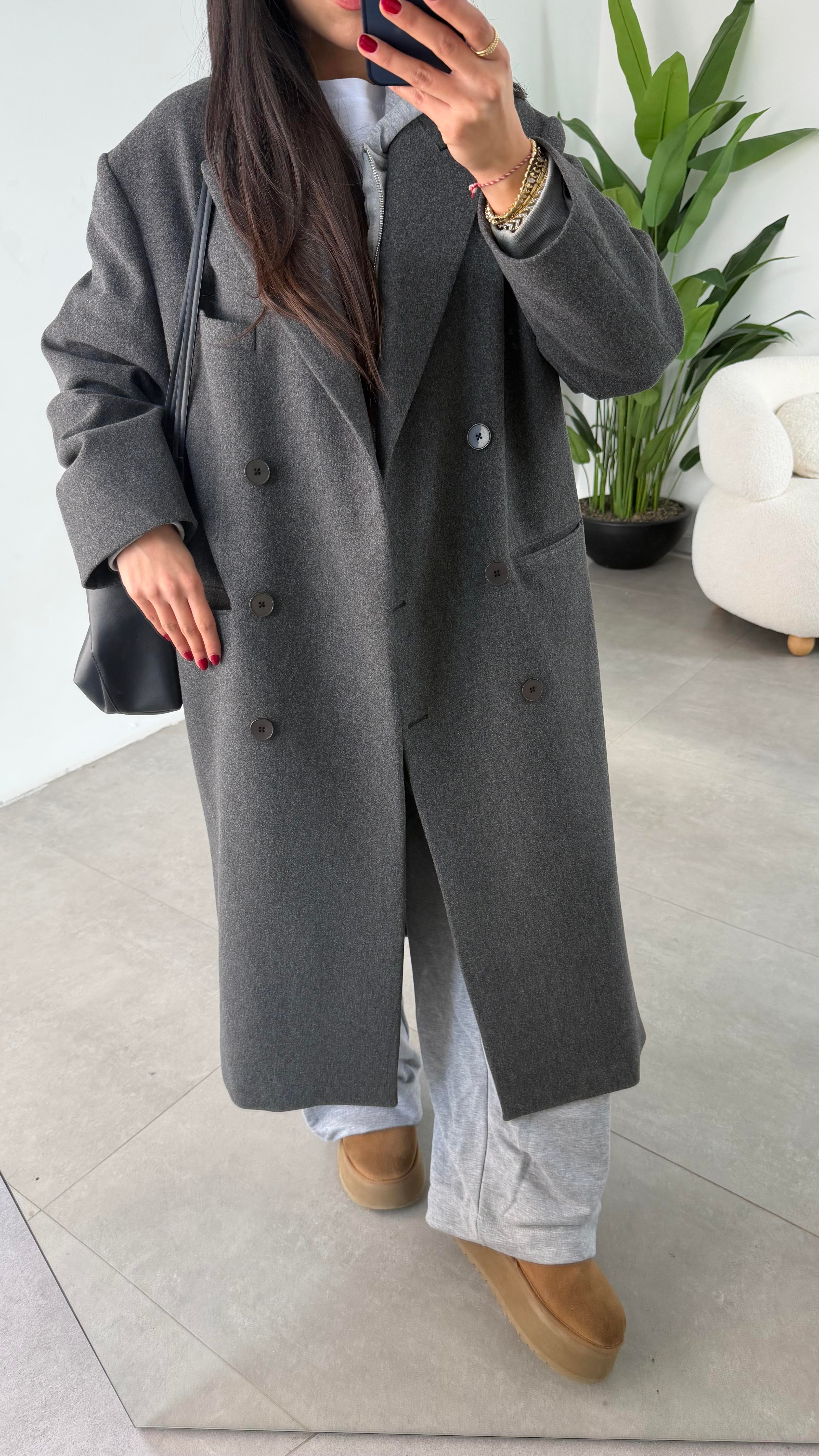 Antrasit Kaşe Kaban