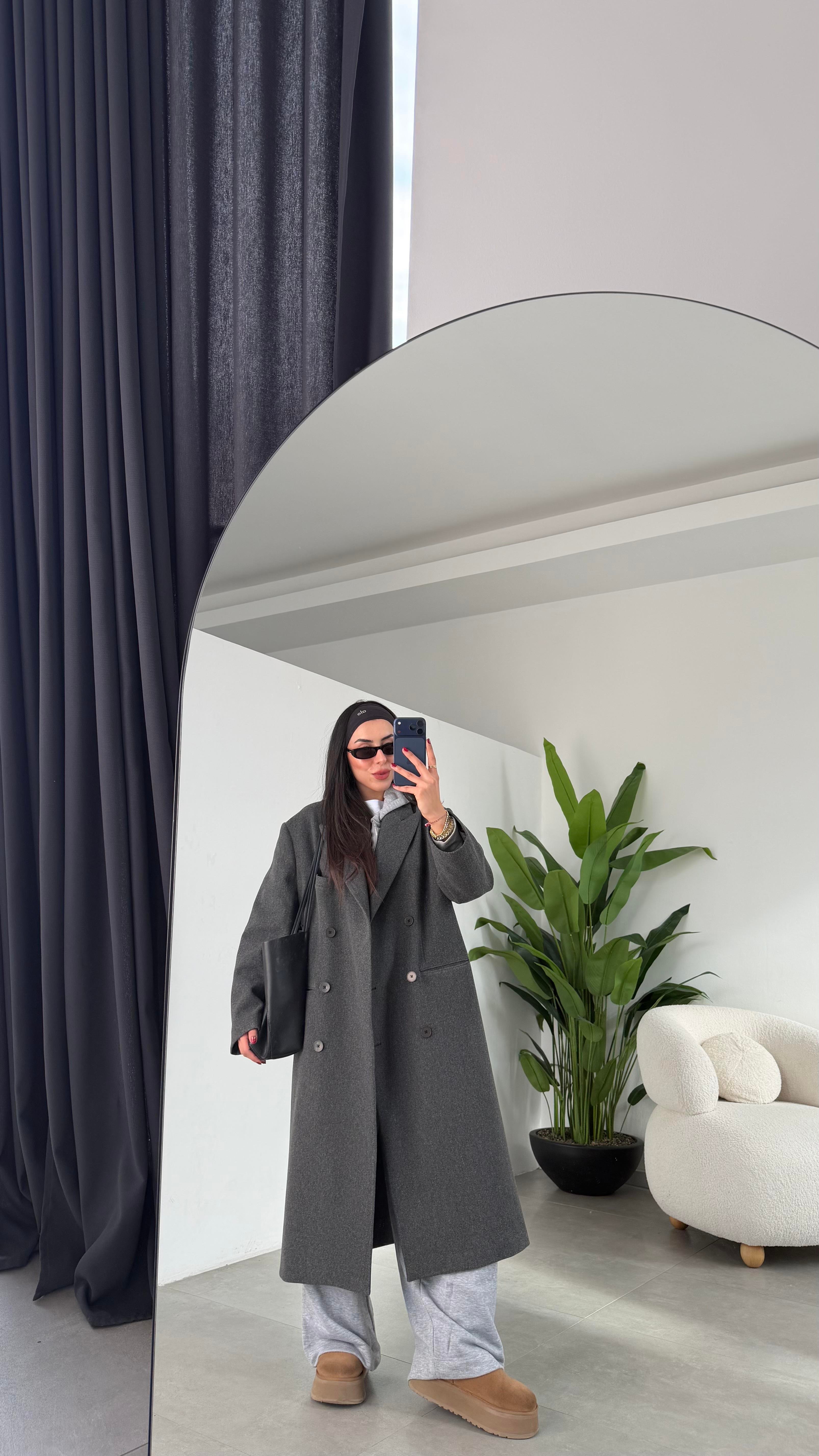 Antrasit Kaşe Kaban