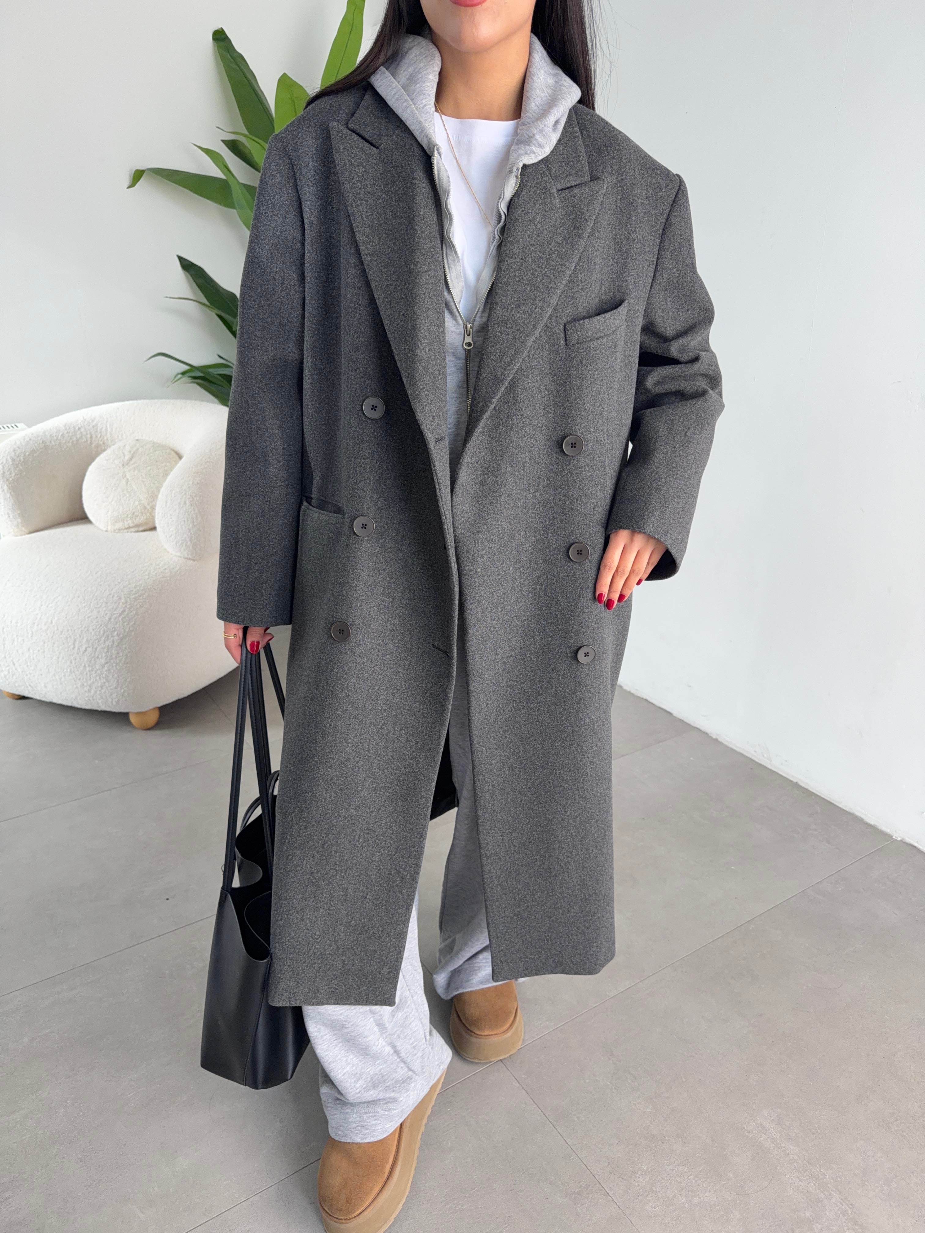 Antrasit Kaşe Kaban