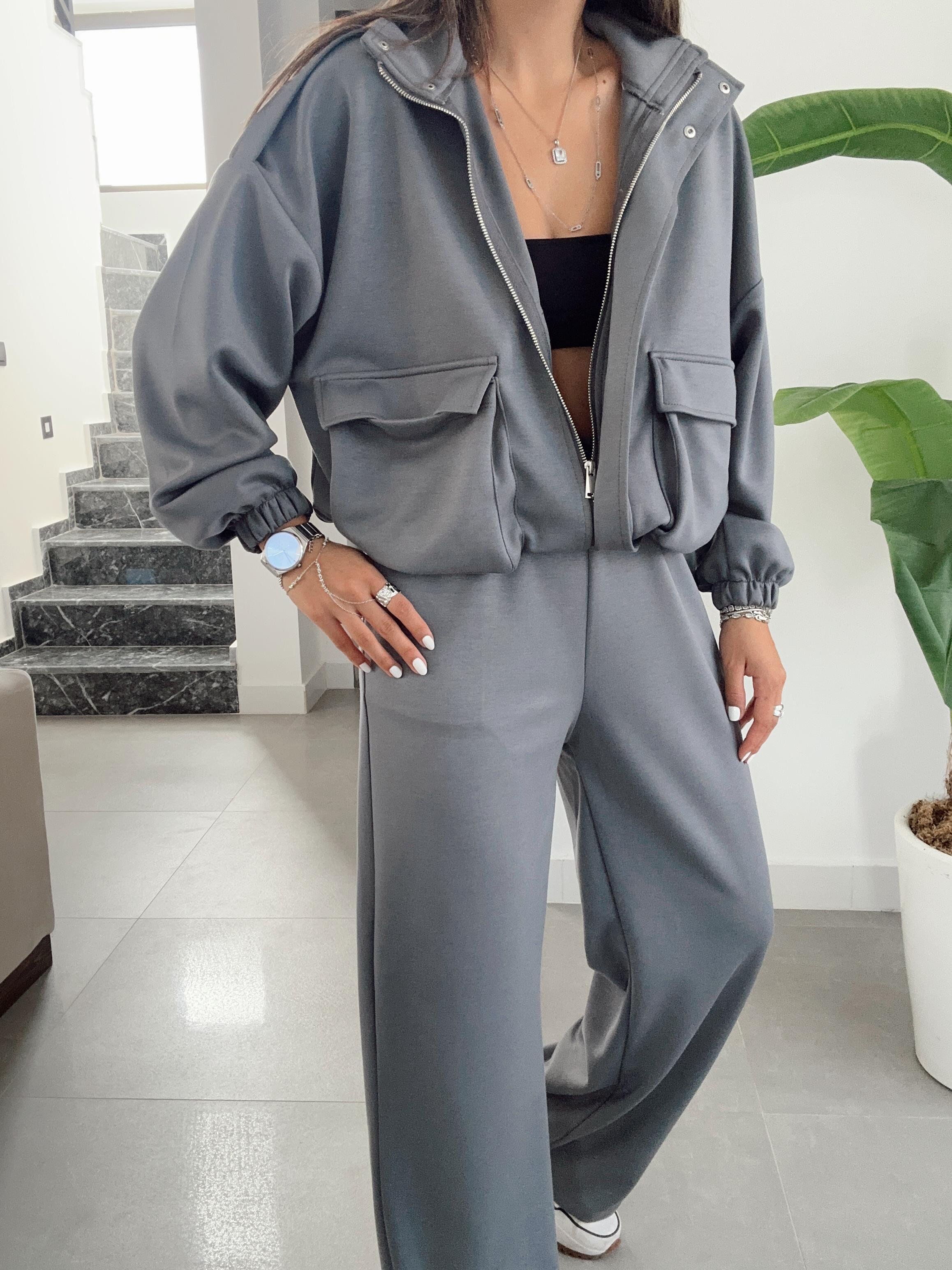 Antrasit Modal Kumaş Eşofman Takımı