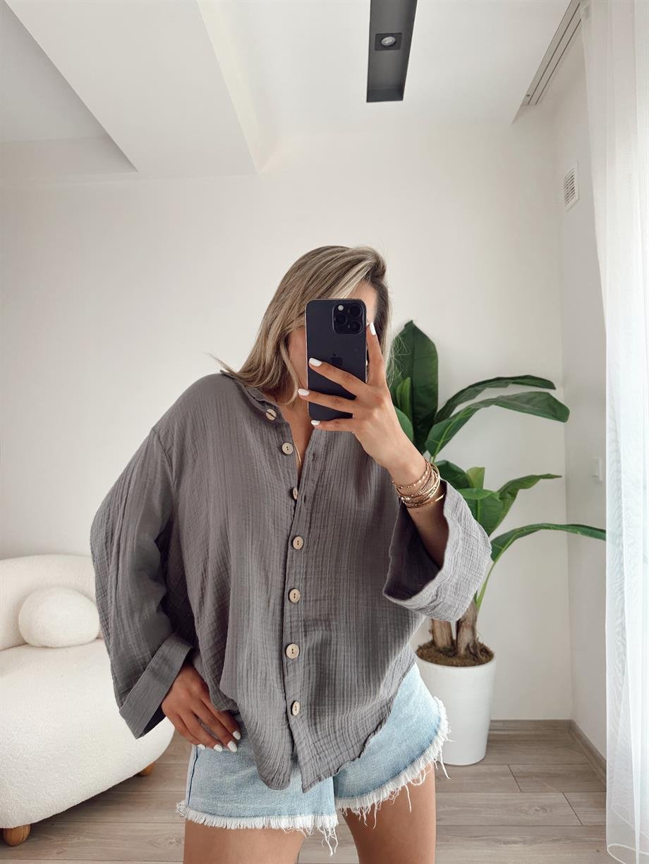 Antrasit Müslin Gömlek