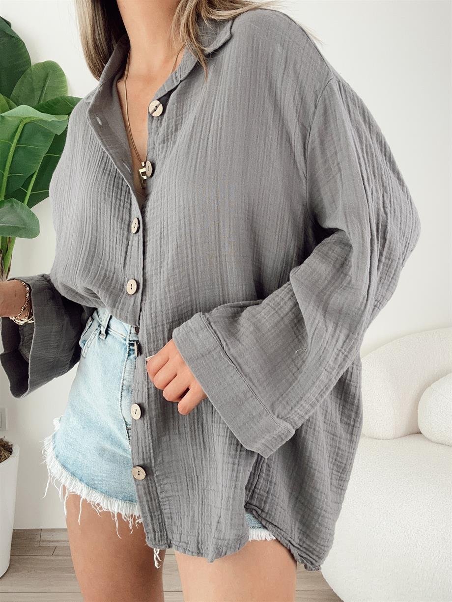 Antrasit Müslin Gömlek