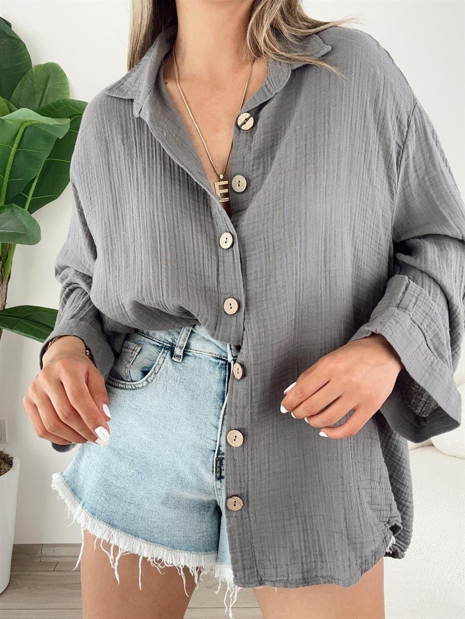Antrasit Müslin Gömlek
