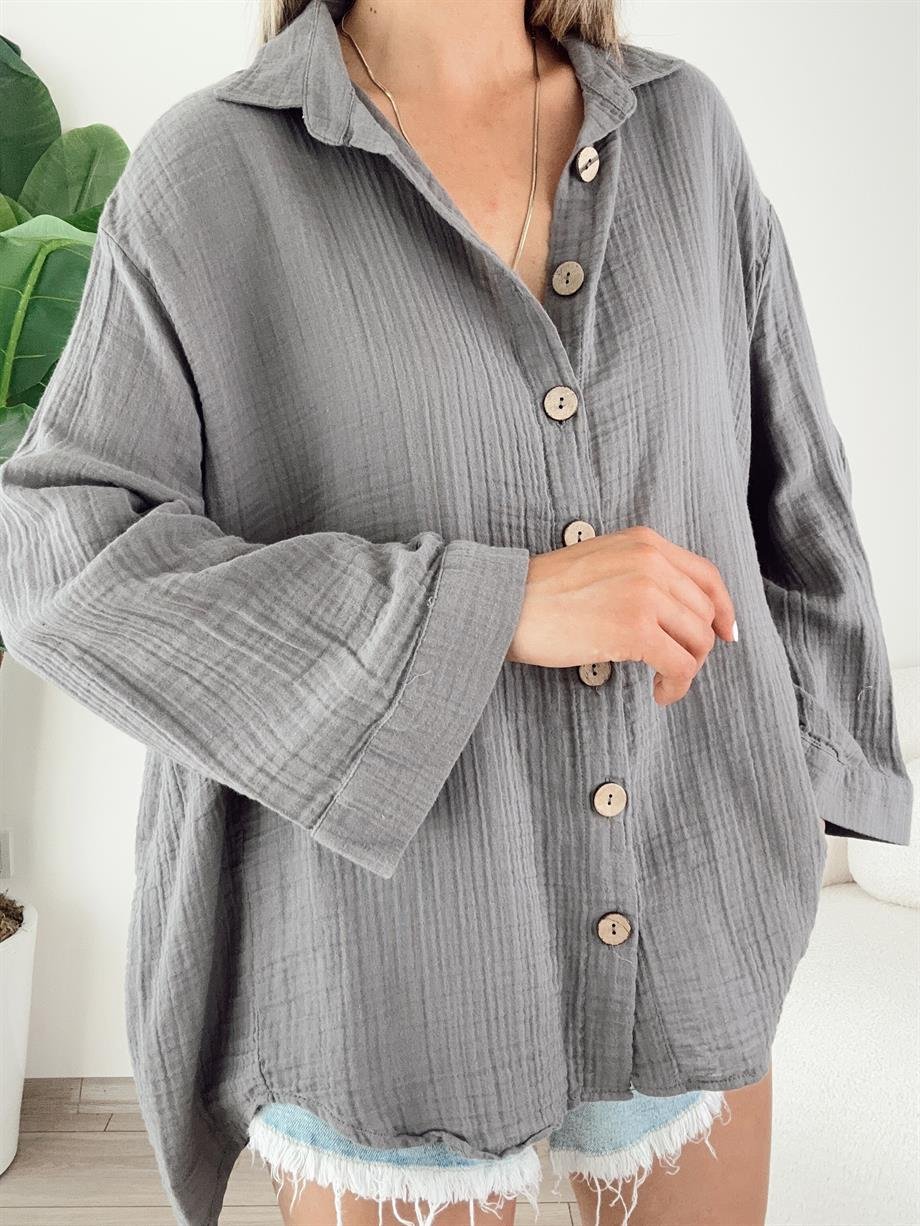 Antrasit Müslin Gömlek