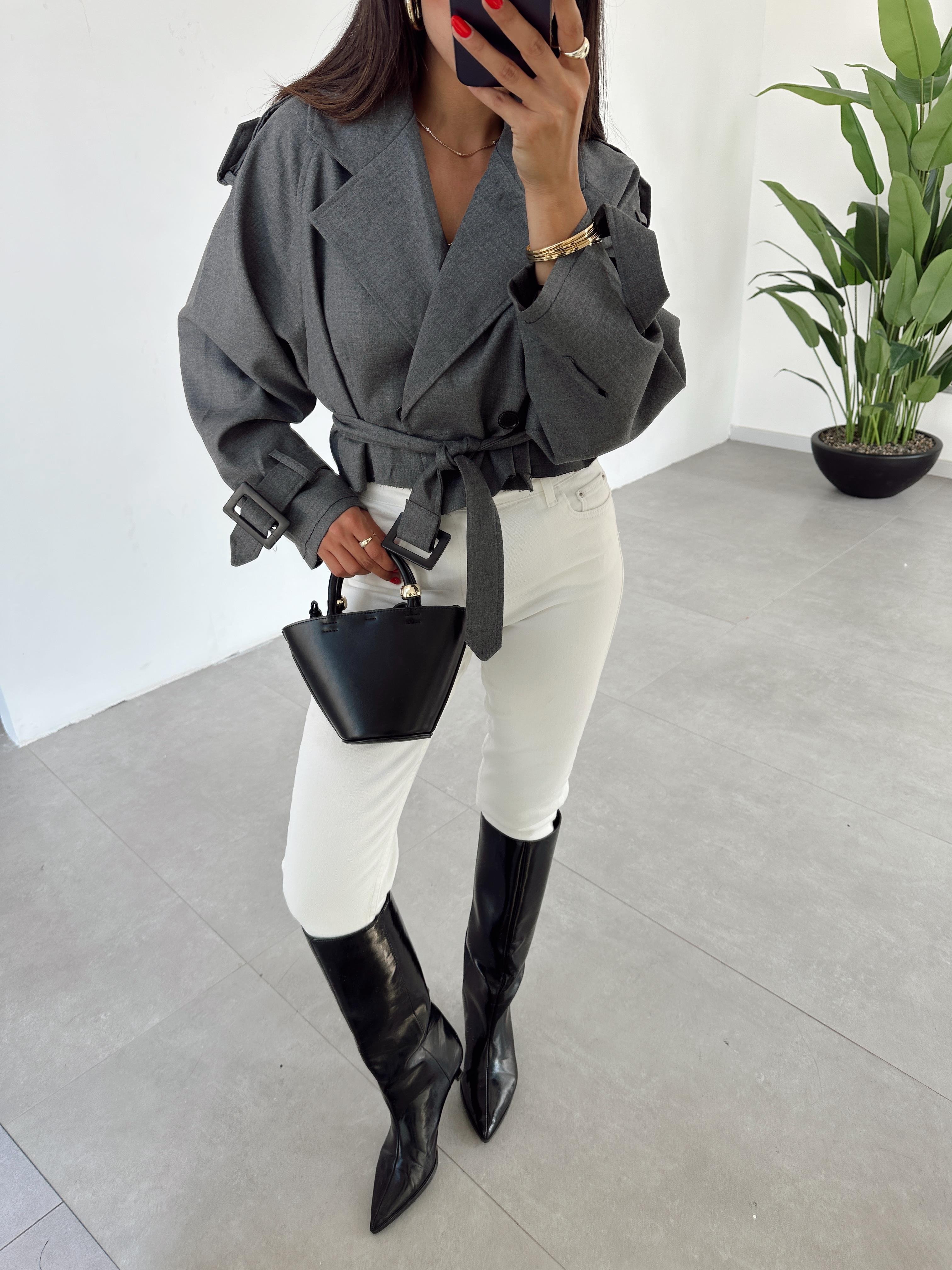 Antrasit Reglan Kısa Ceket