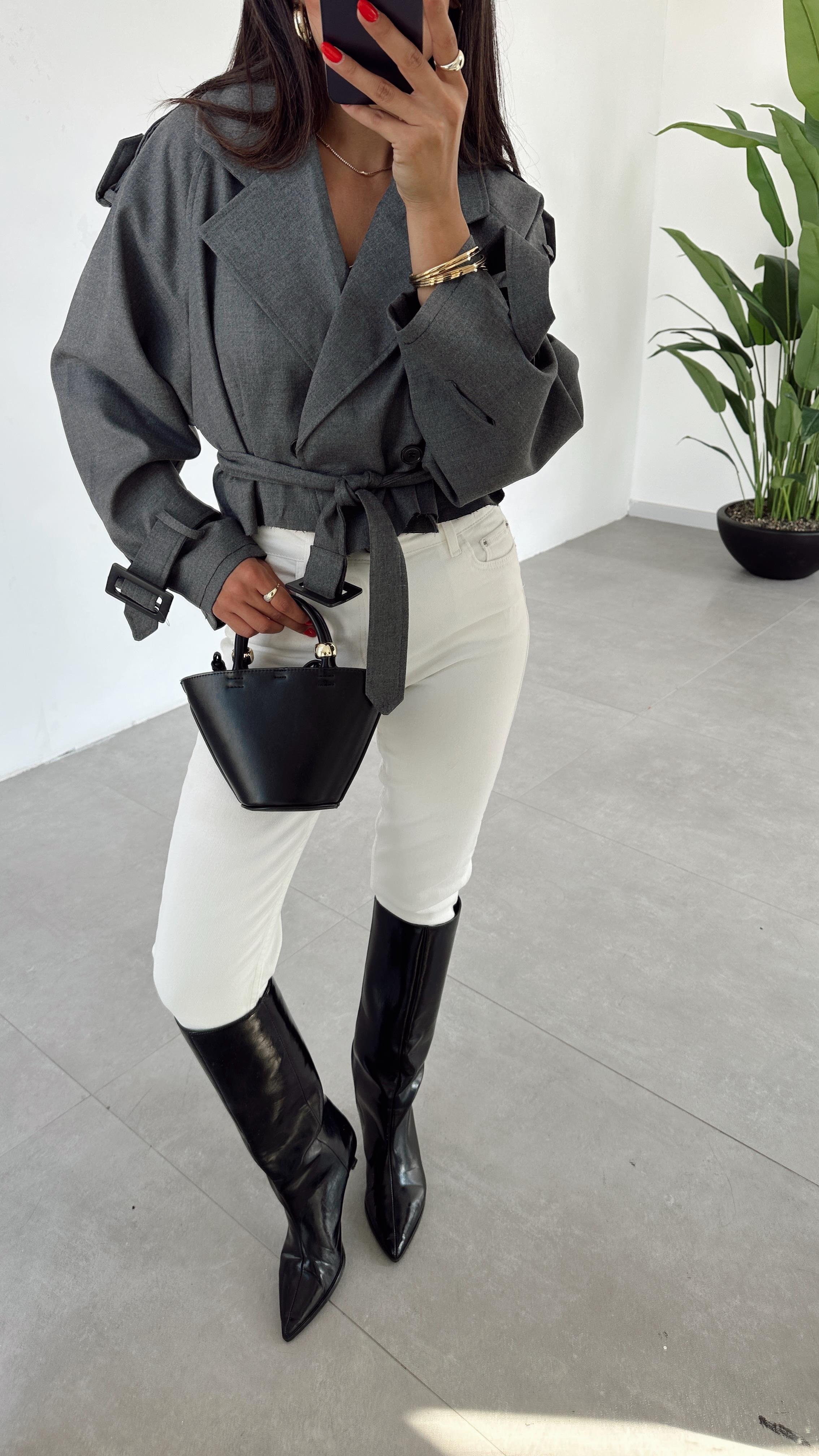 Antrasit Reglan Kısa Ceket