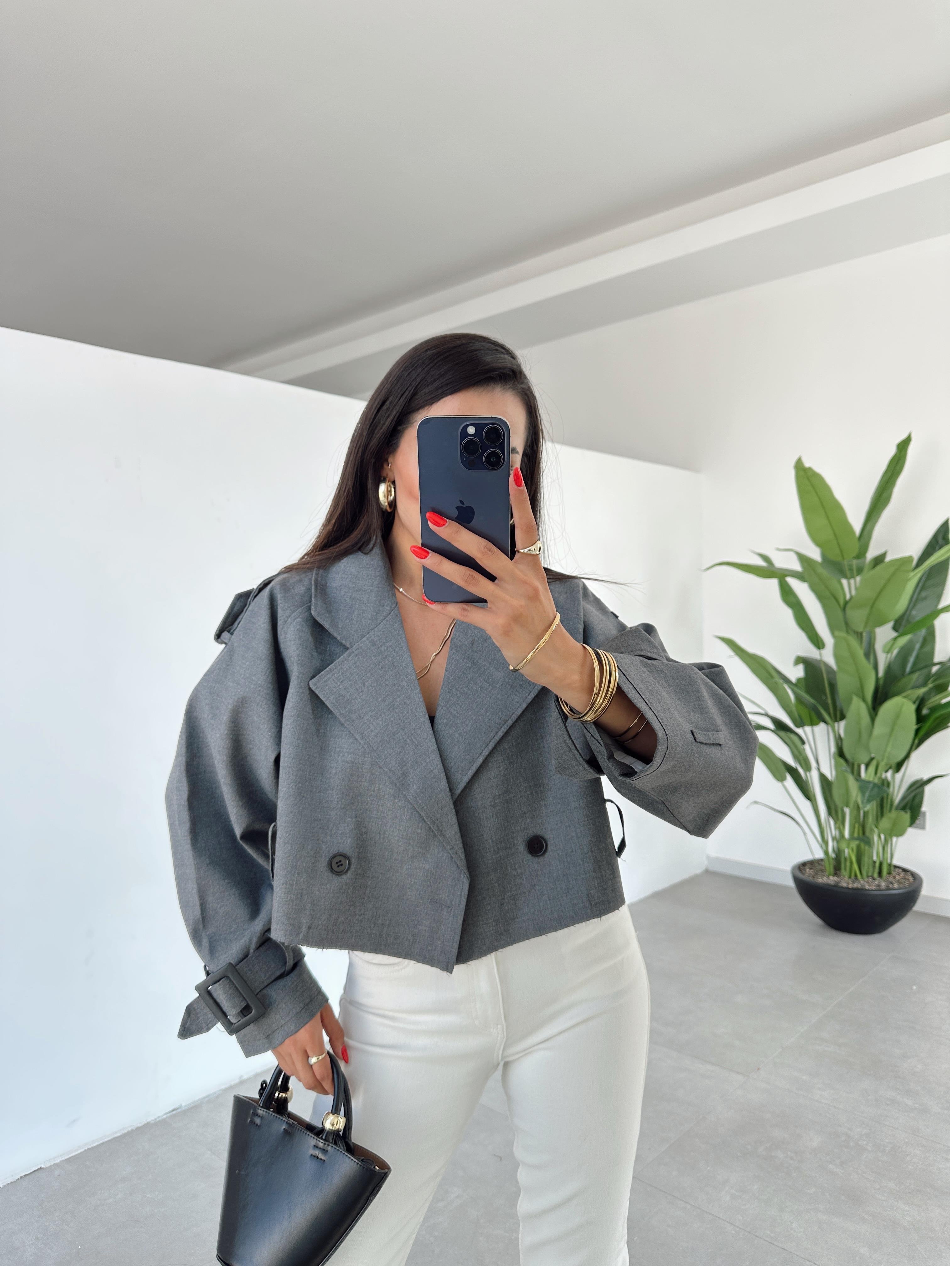 Antrasit Reglan Kısa Ceket