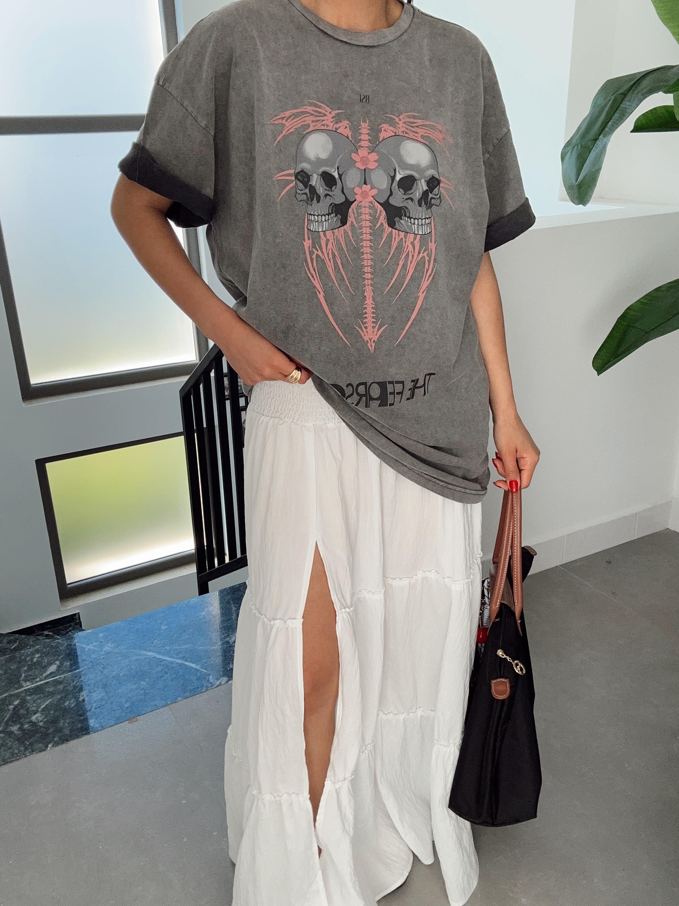 Antrasit Yıkamalı Key Almedina Tshirt