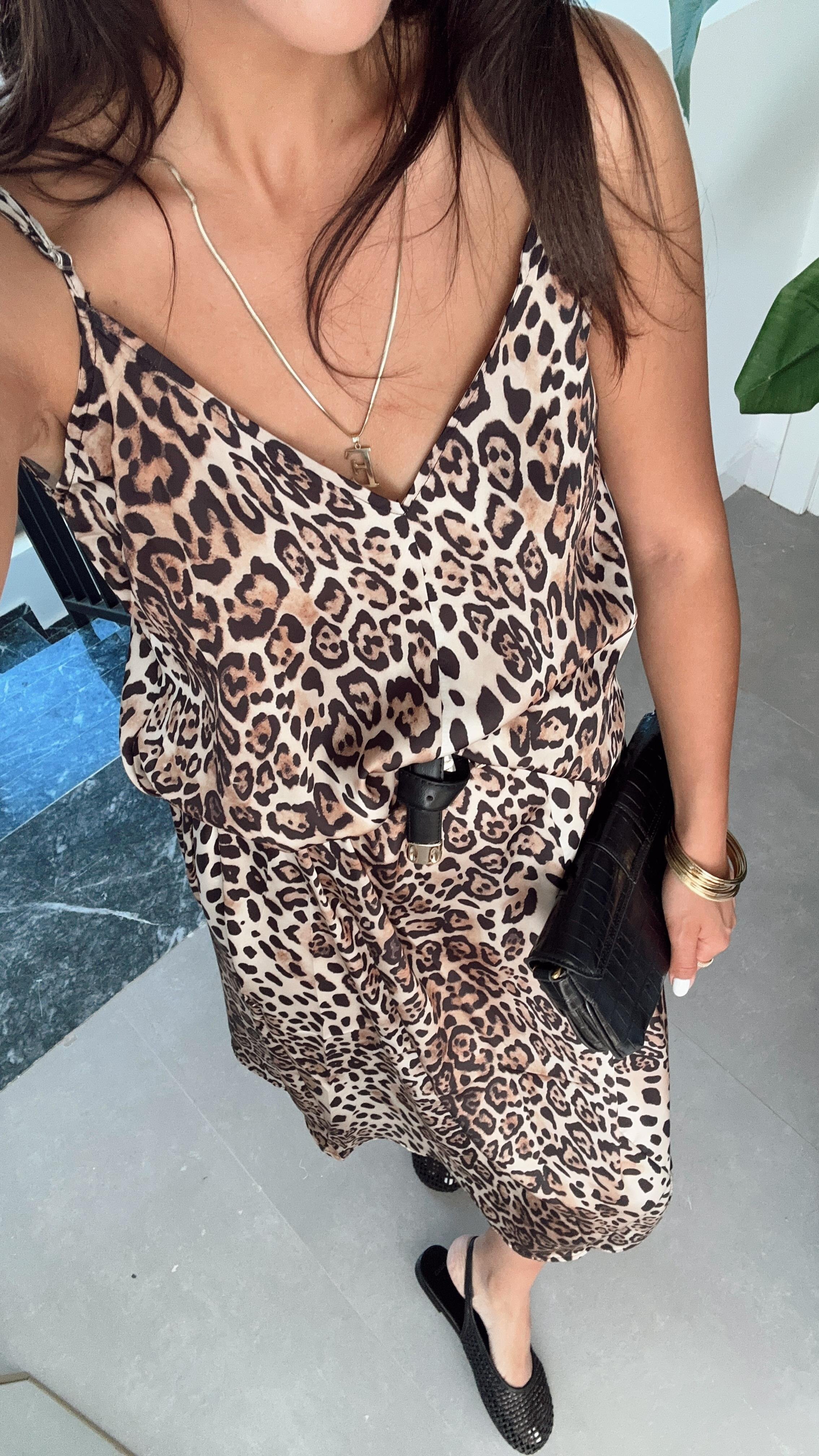 Askılı Leopar Elbise