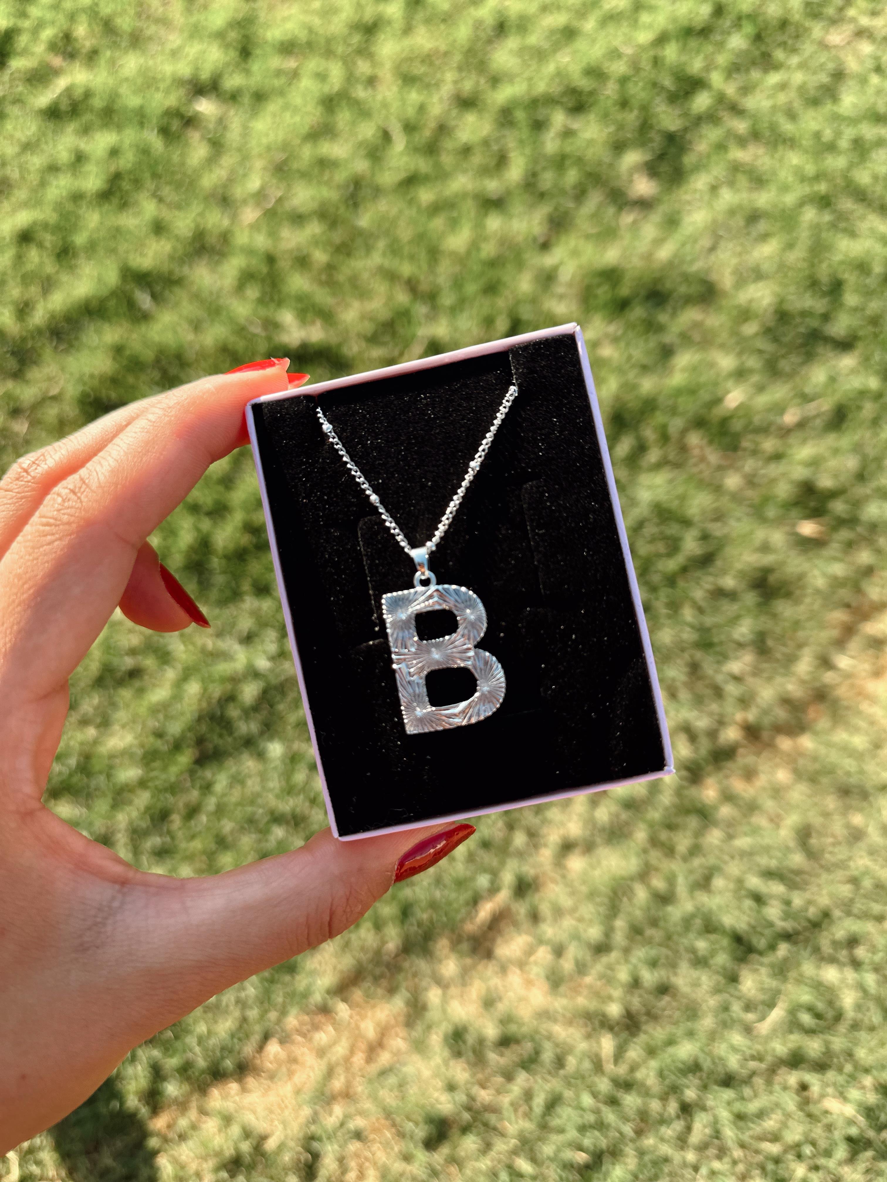 B Çelik Silver Harf Kolye