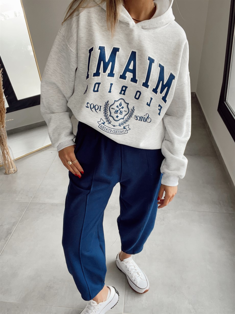 Baskılı Gri Sweatshirt