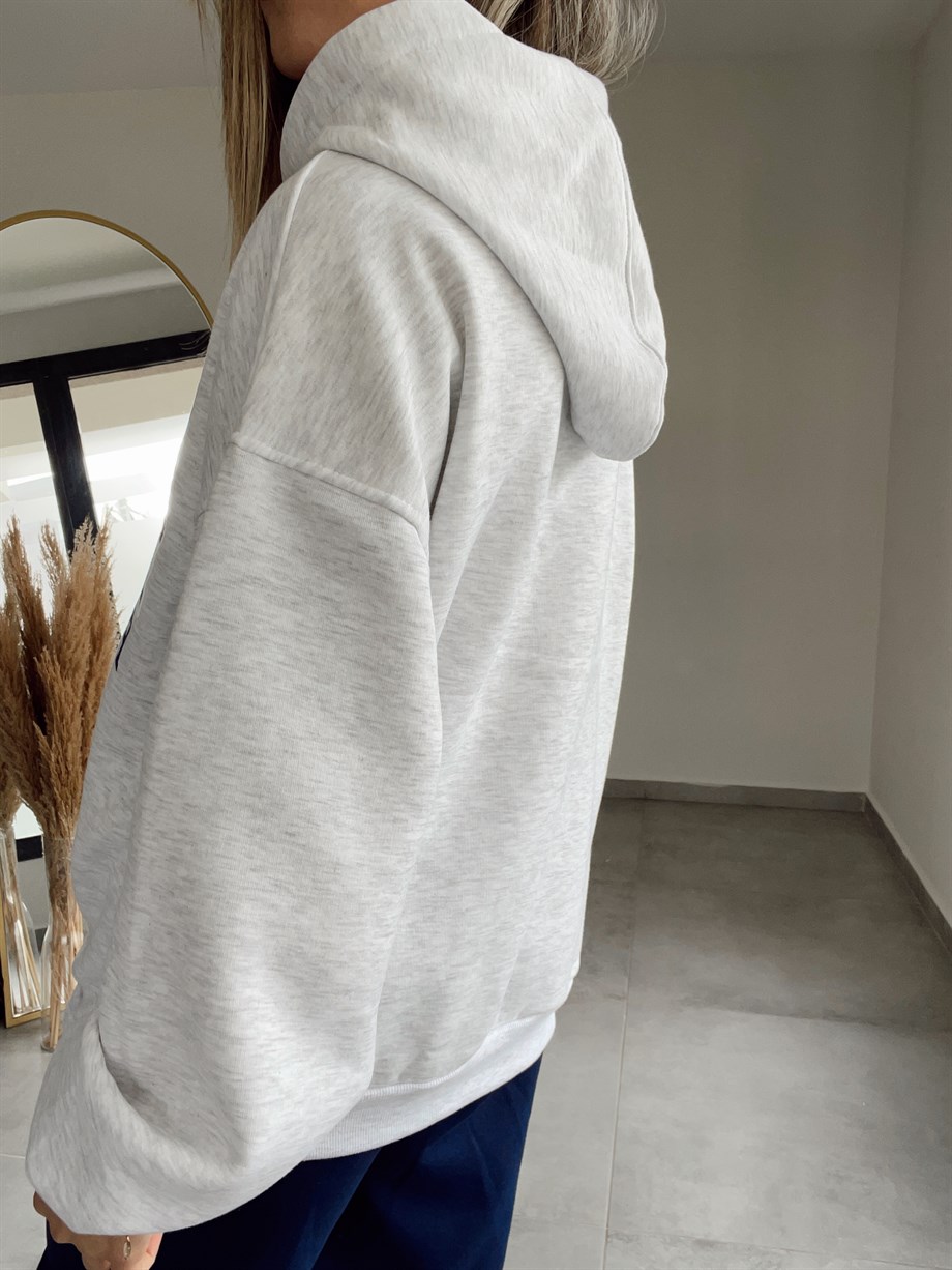 Baskılı Gri Sweatshirt