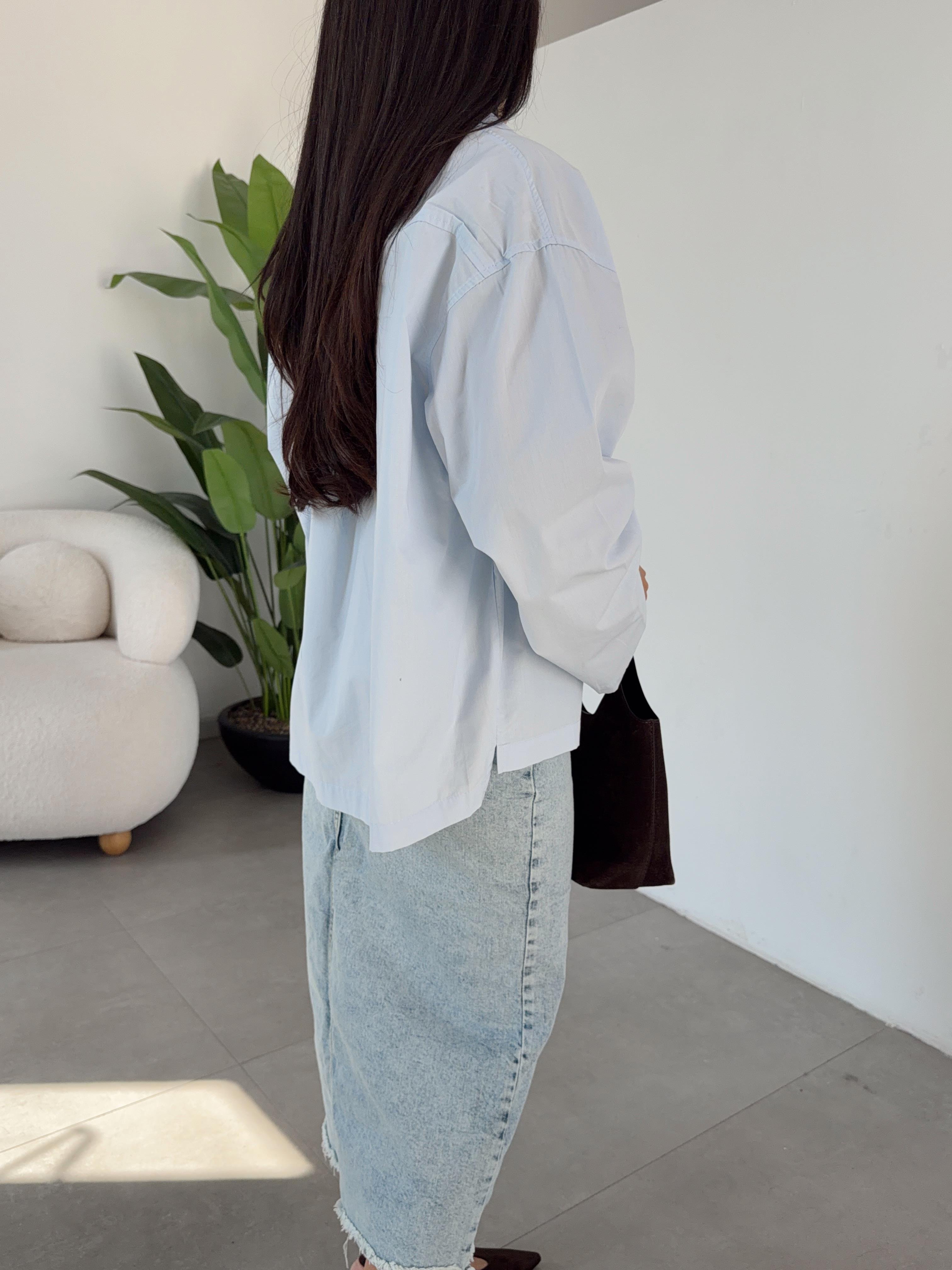 Bebe Mavi Oversize Gömlek