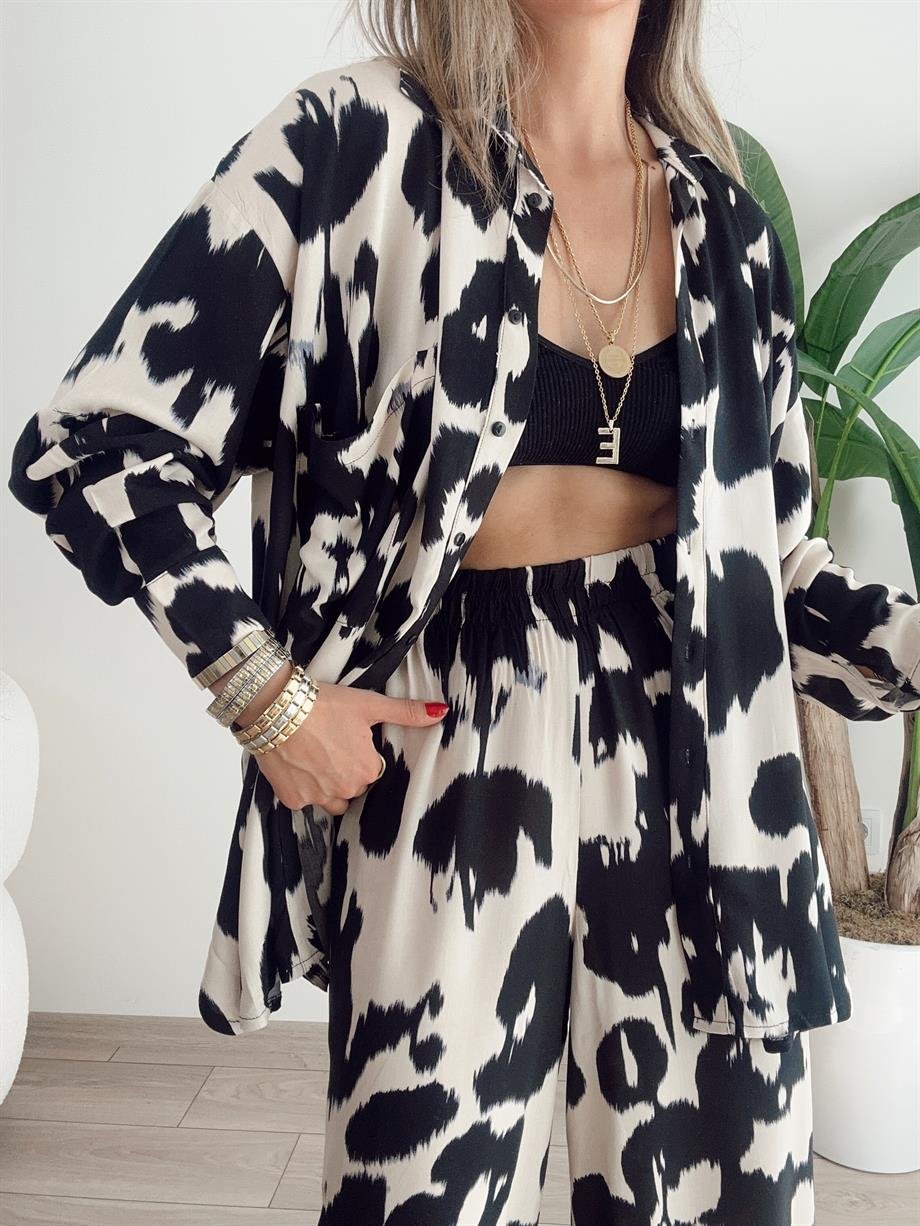 Bej Desenli Salaş Gömlek