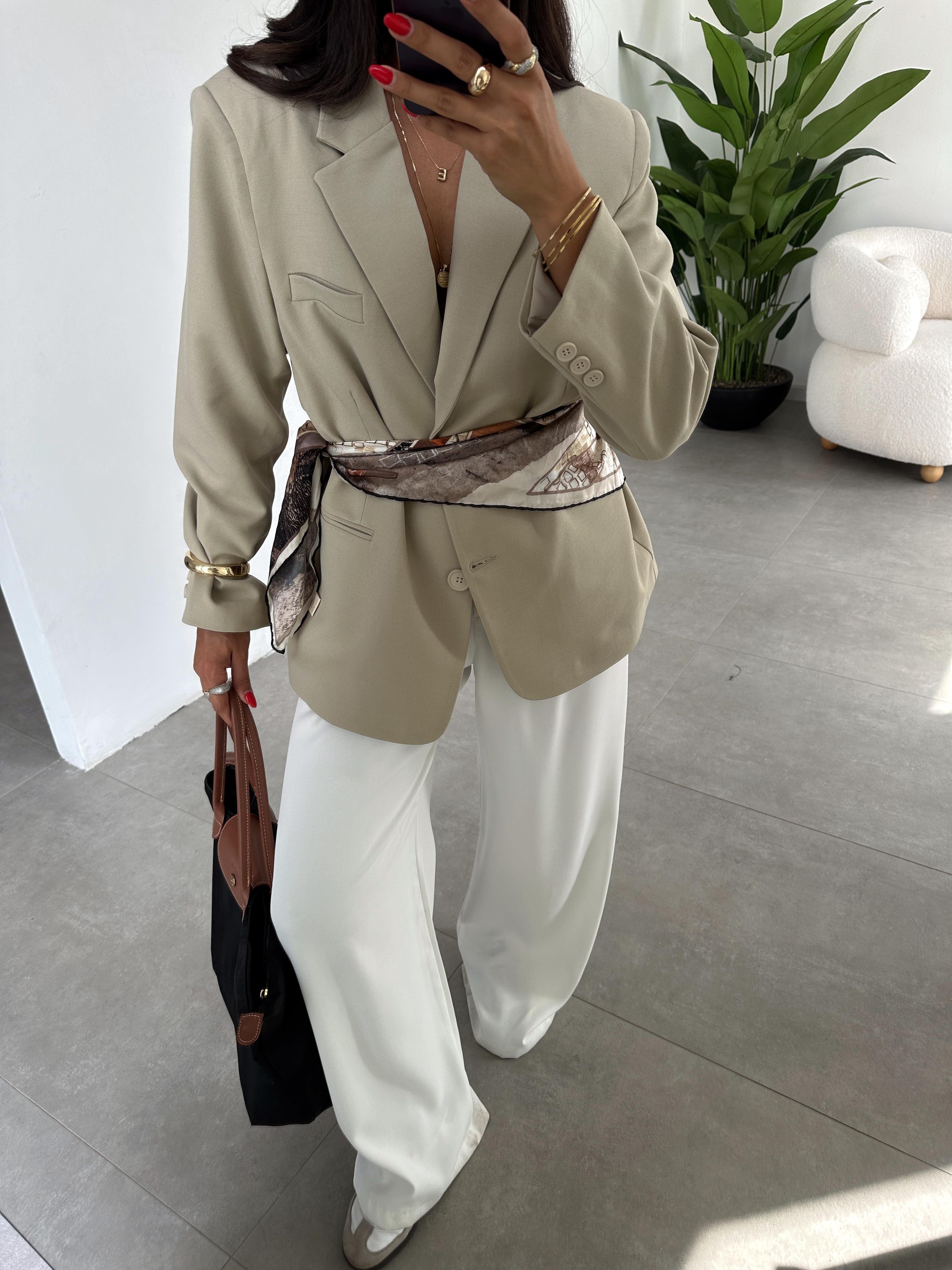 Bej Oversize Blazer Ceket