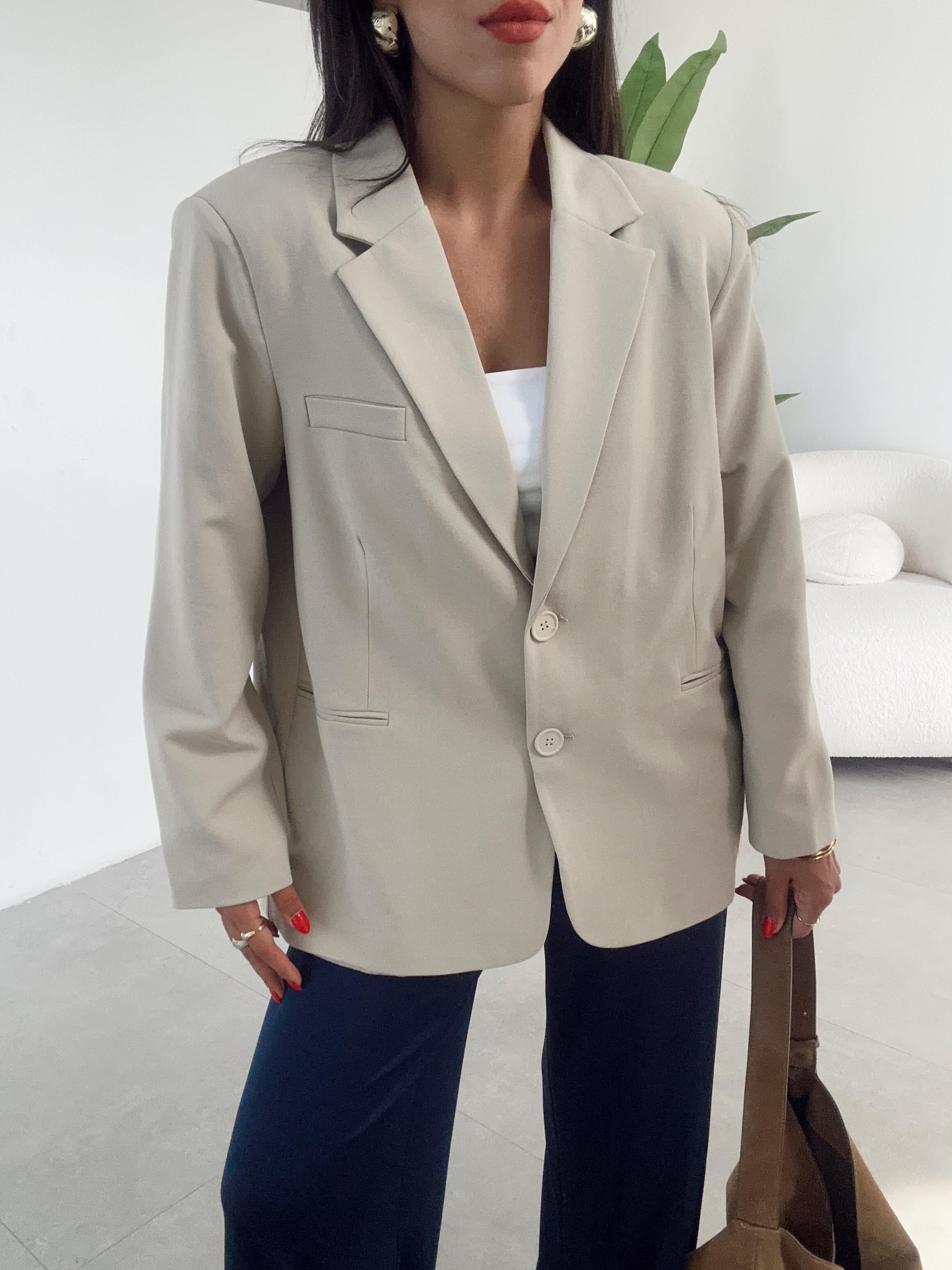 Bej Oversize Blazer Ceket