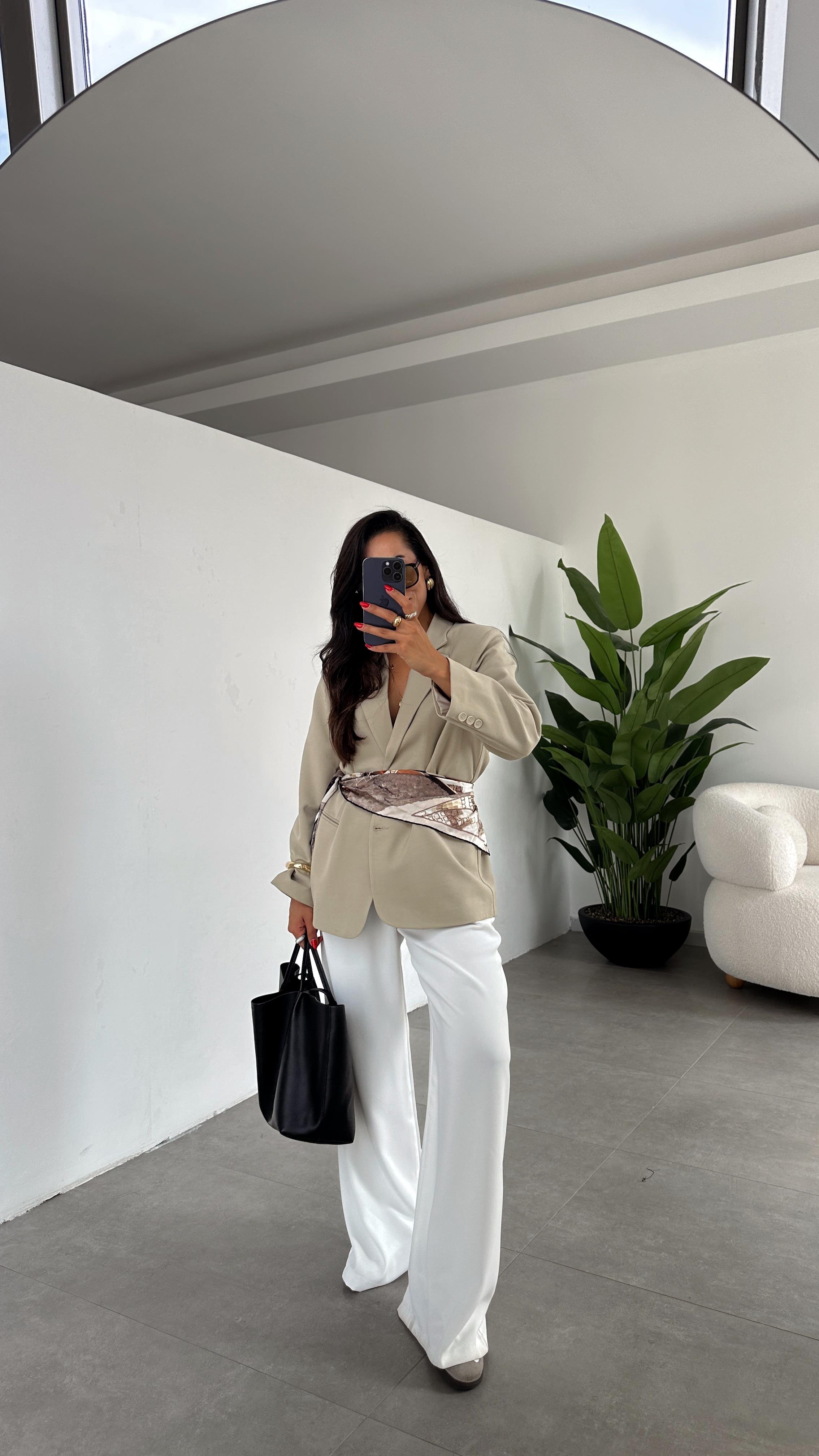 Bej Oversize Blazer Ceket