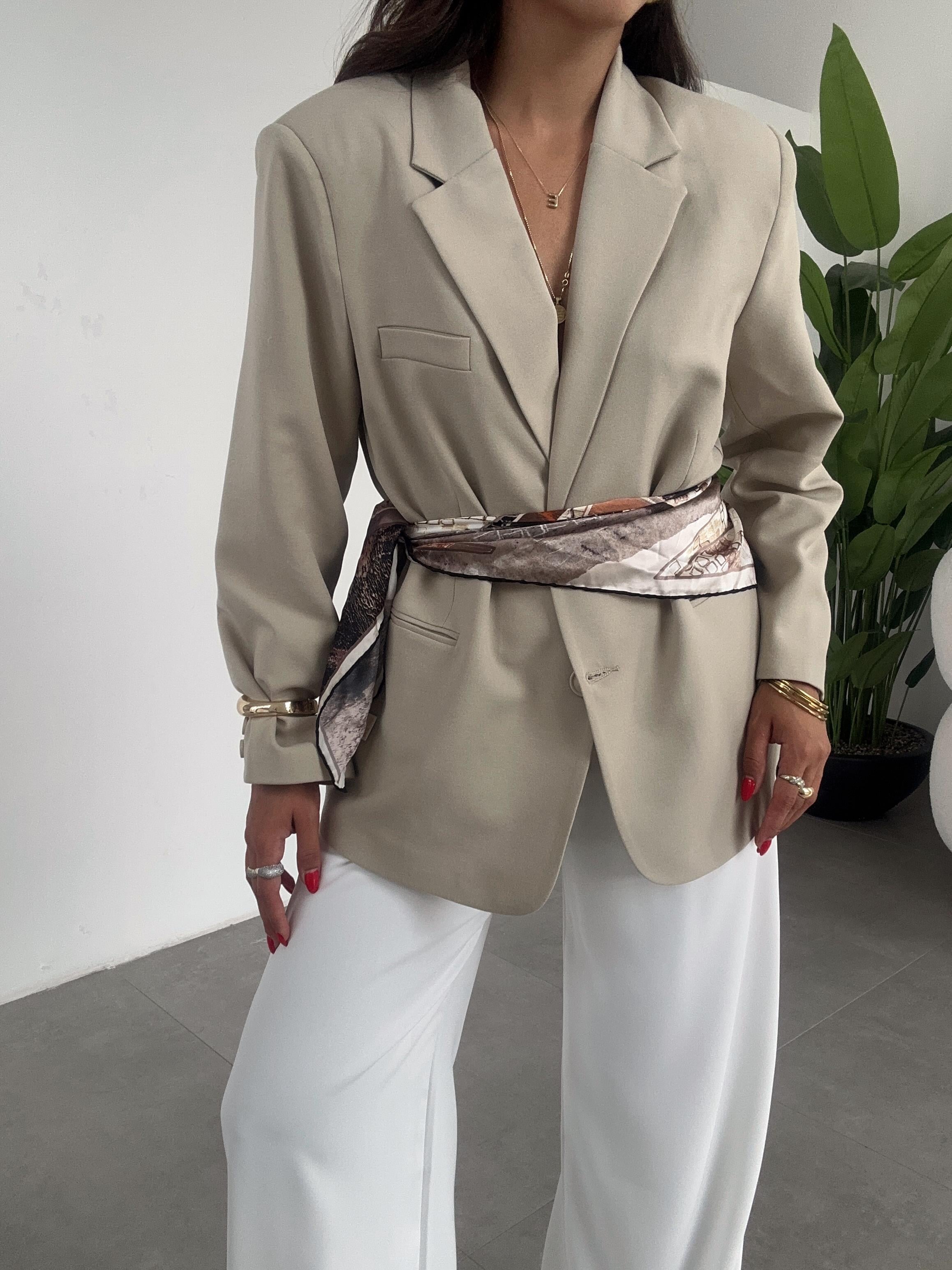 Bej Oversize Blazer Ceket