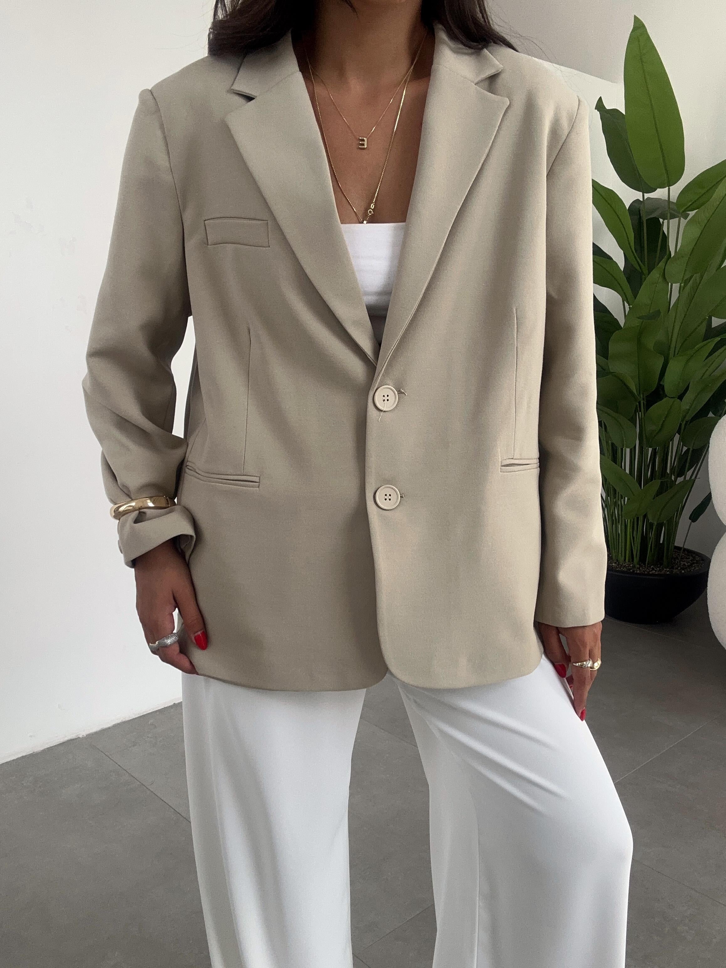 Bej Oversize Blazer Ceket