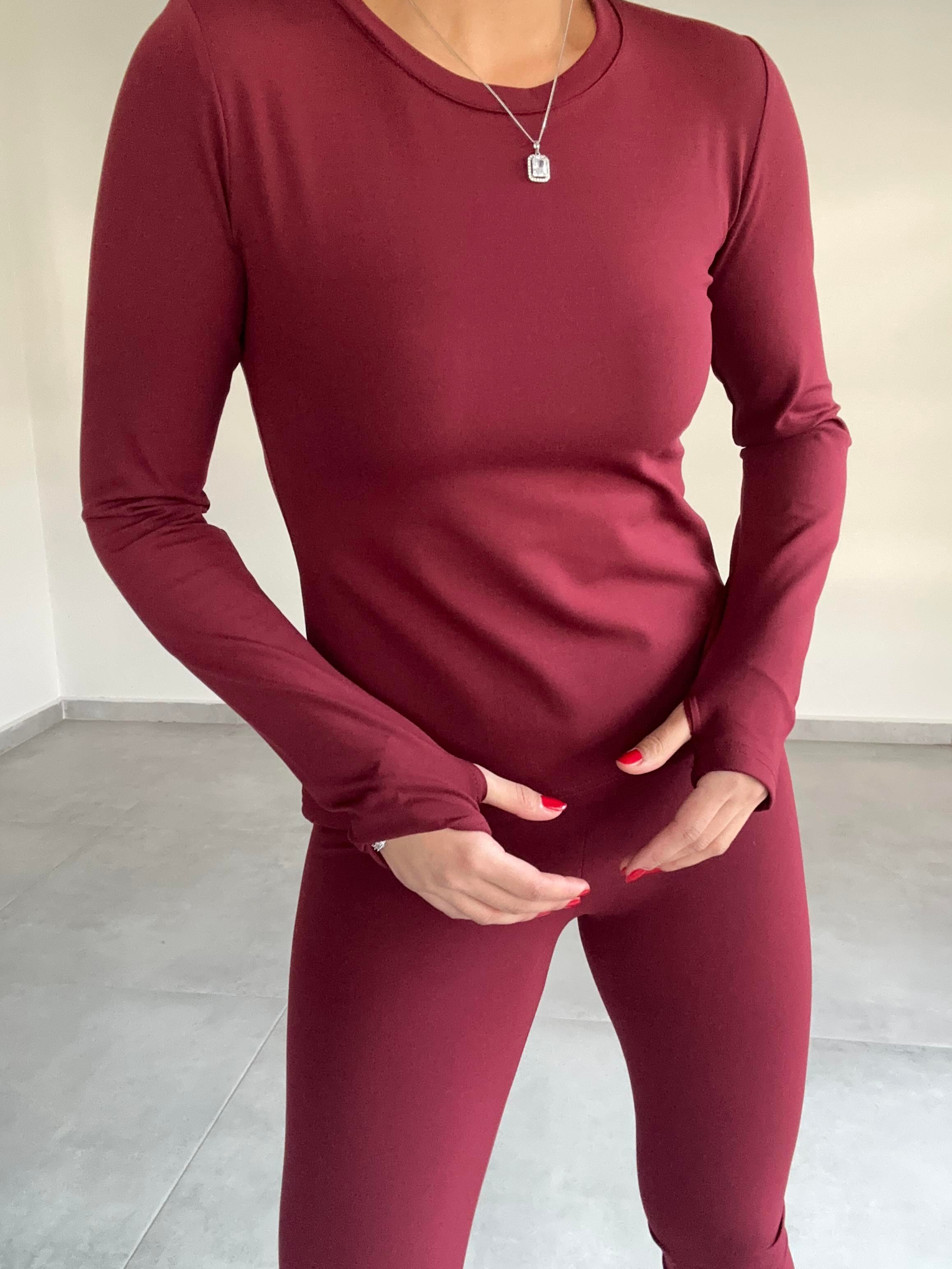 Beliza Bordo Parmak Geçirmeli Body