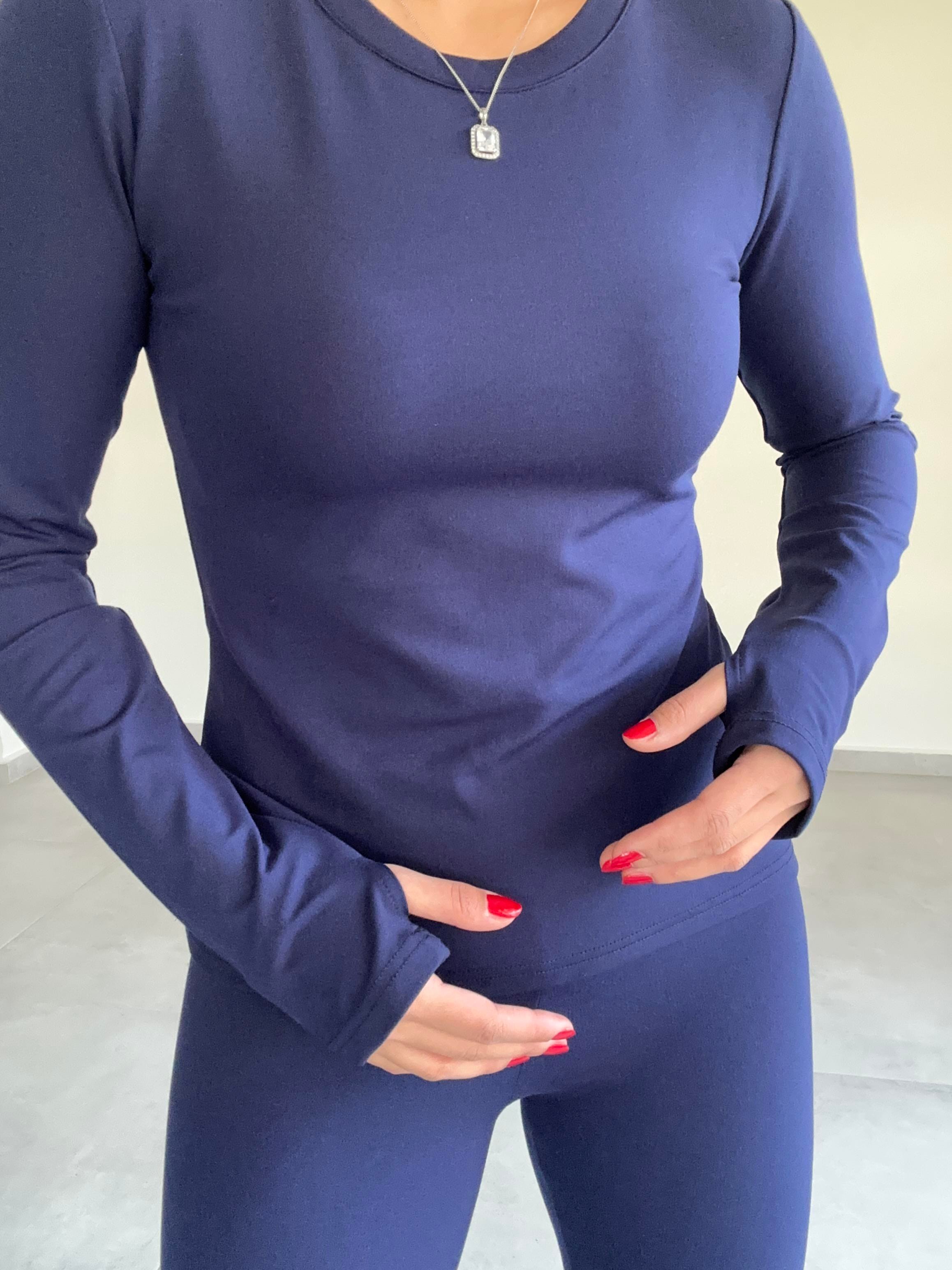 Beliza Lacivert Parmak Geçirmeli Body