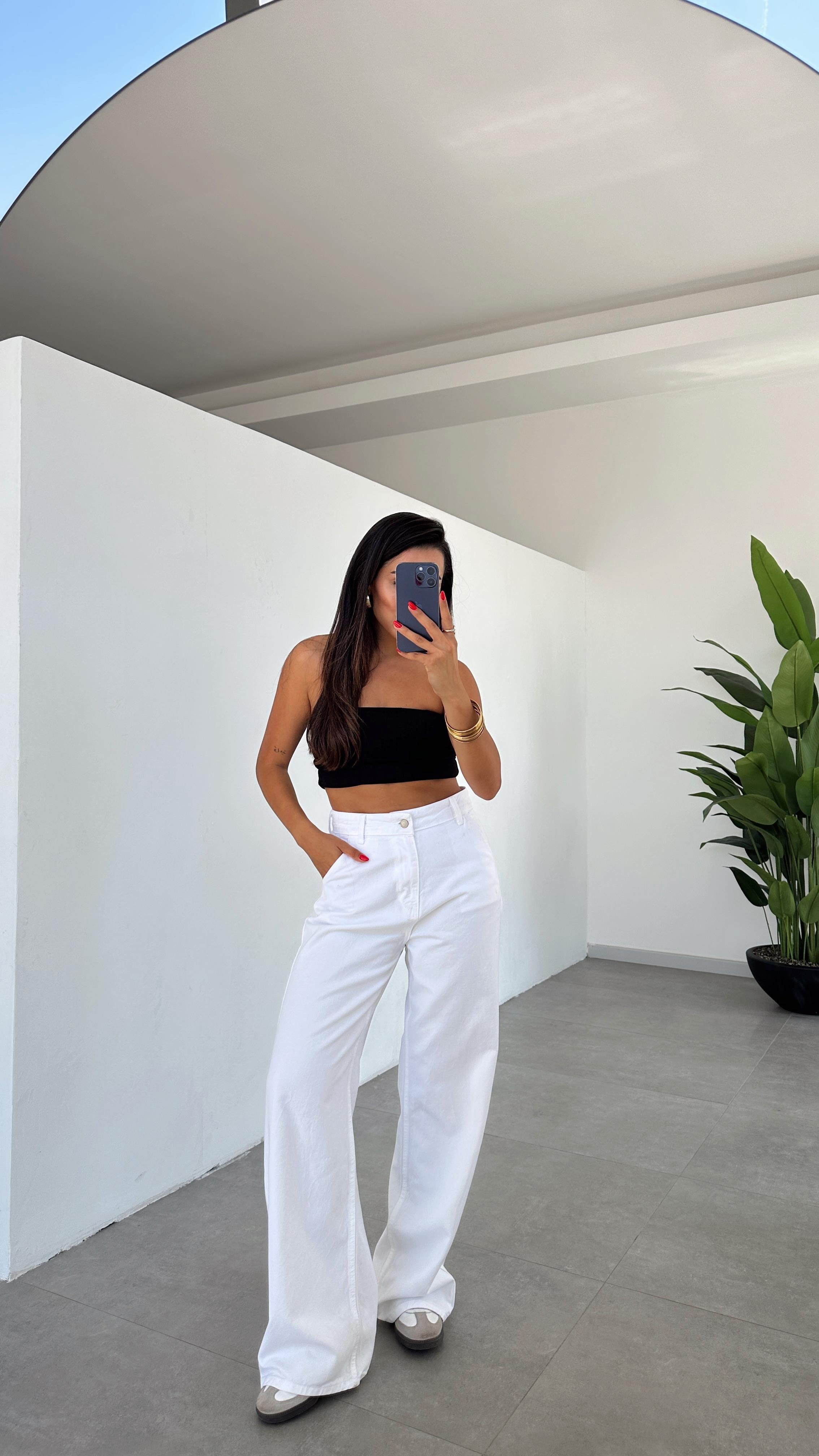 Beyaz Baggy Pantolon