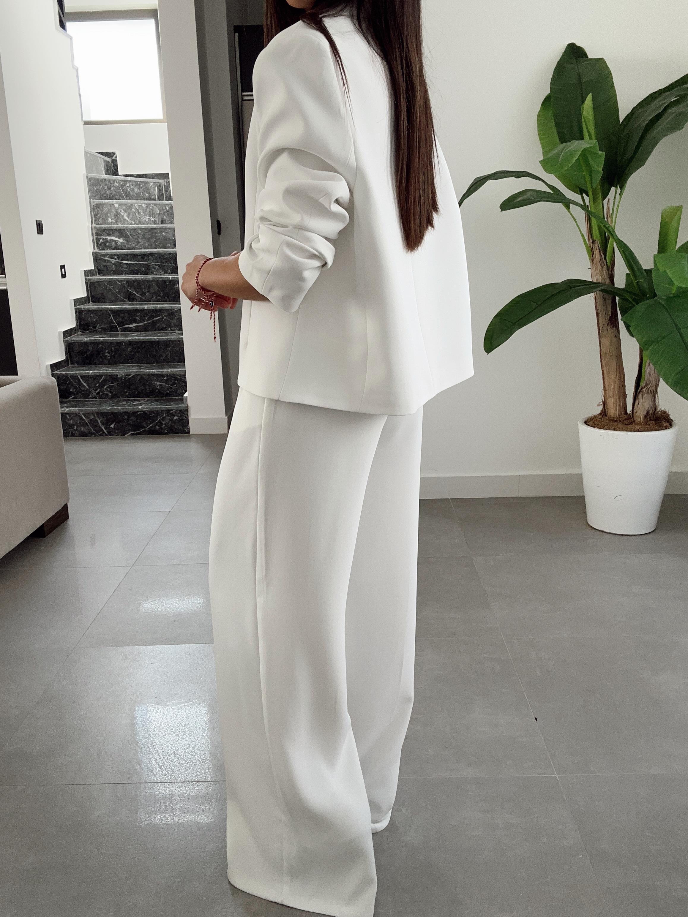 Beyaz Ceket-Pantolon Takım