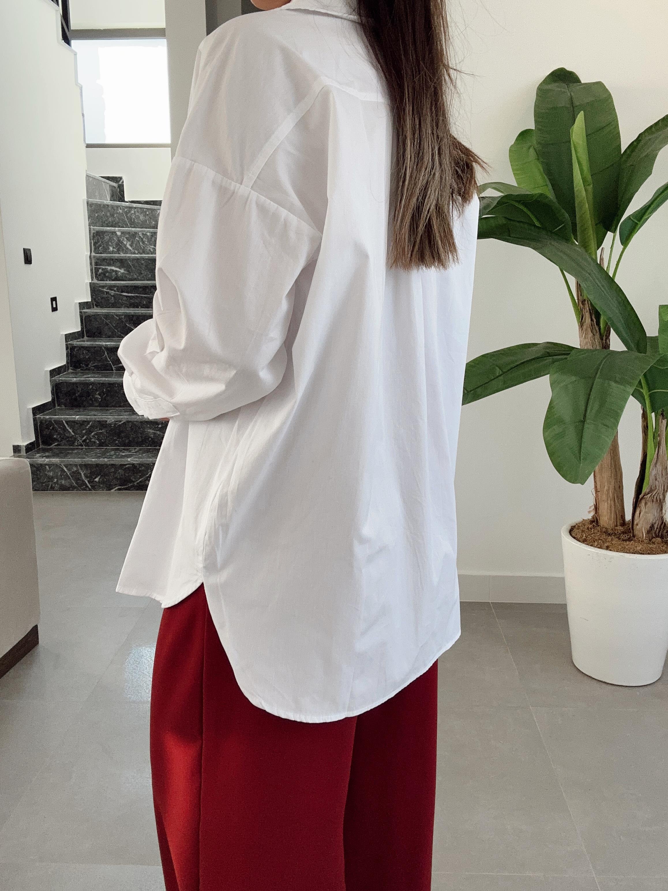 Beyaz Oversize Poplin Gömlek