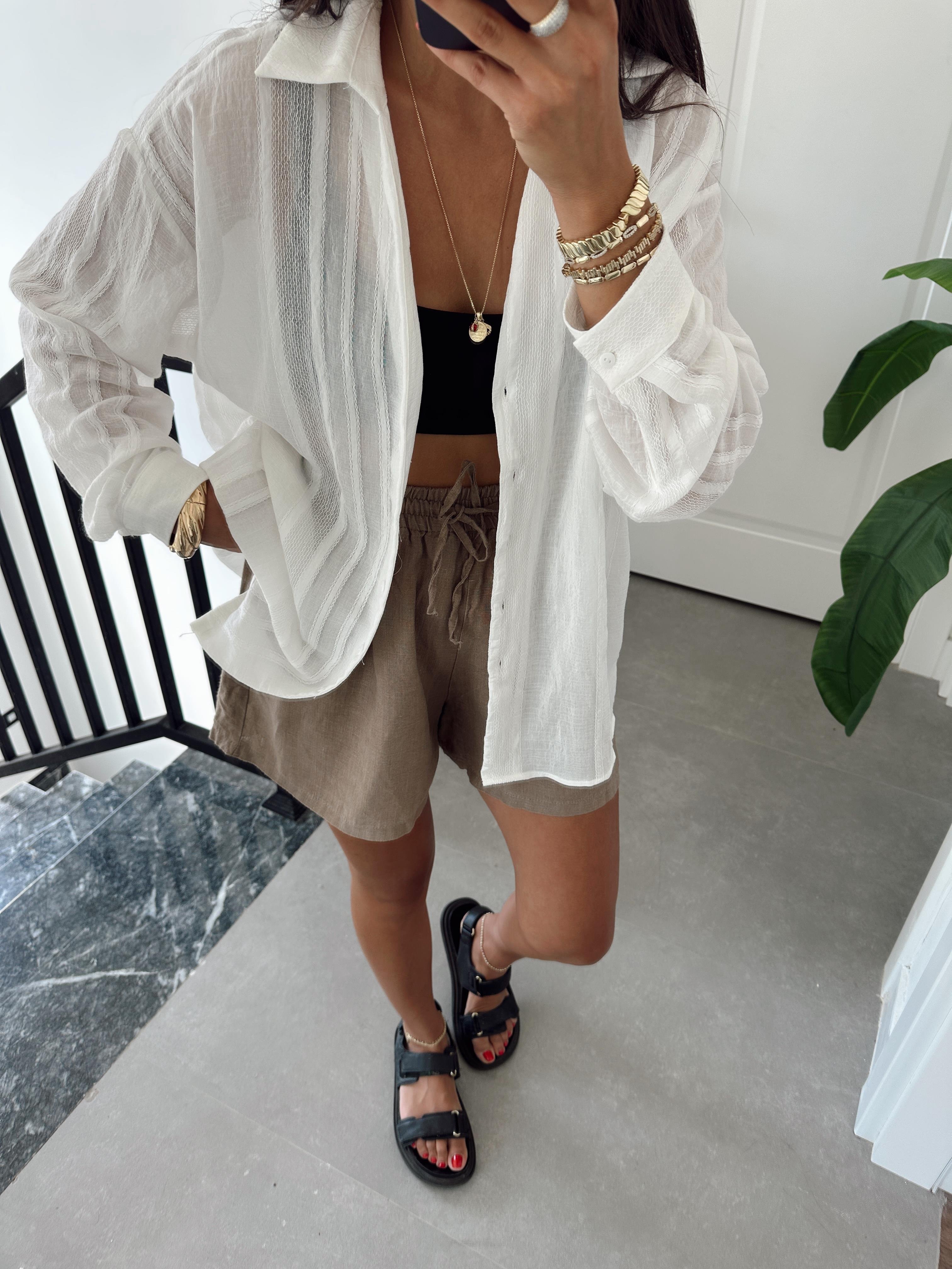 Beyaz Transparan Gömlek