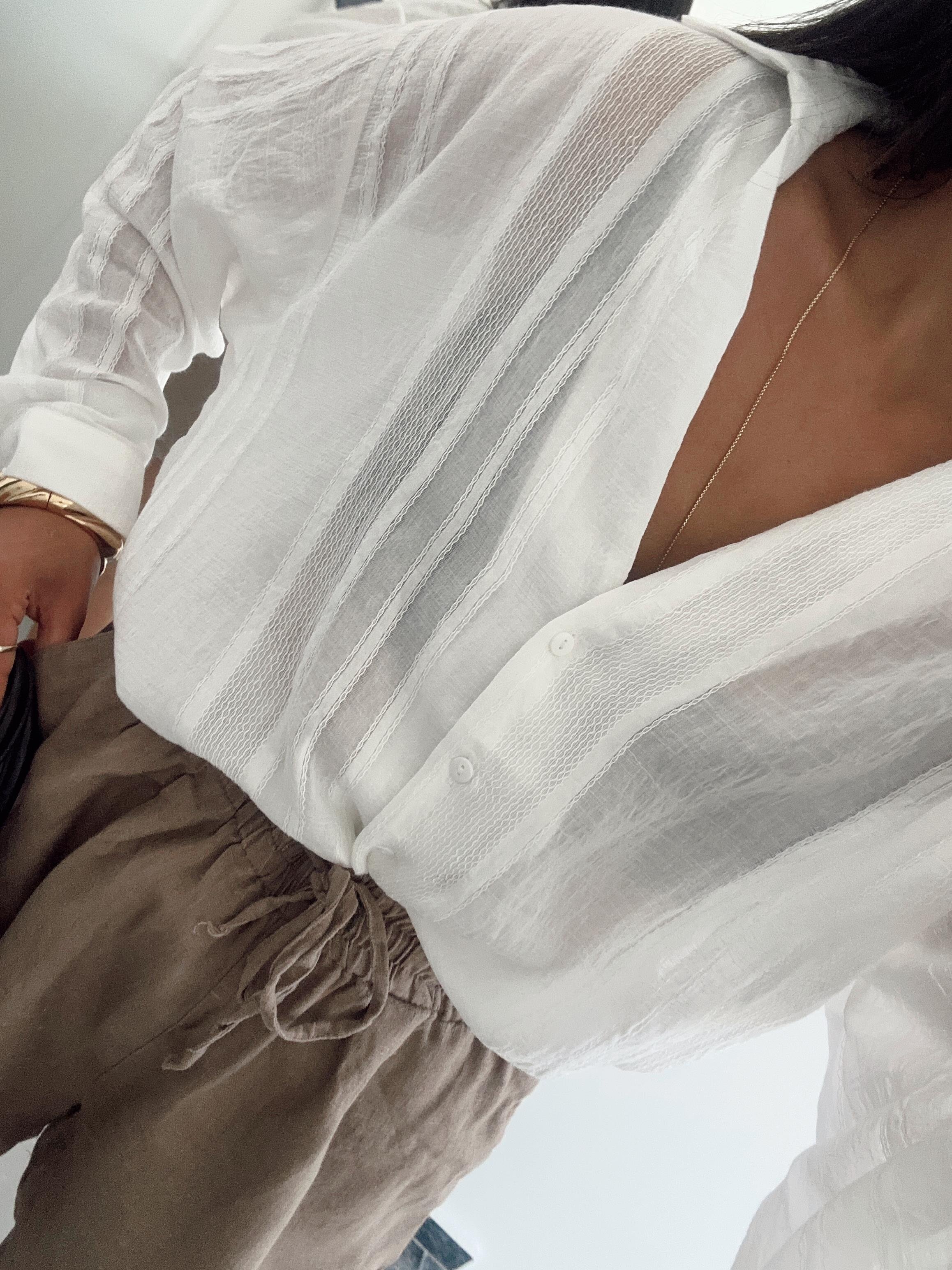 Beyaz Transparan Gömlek