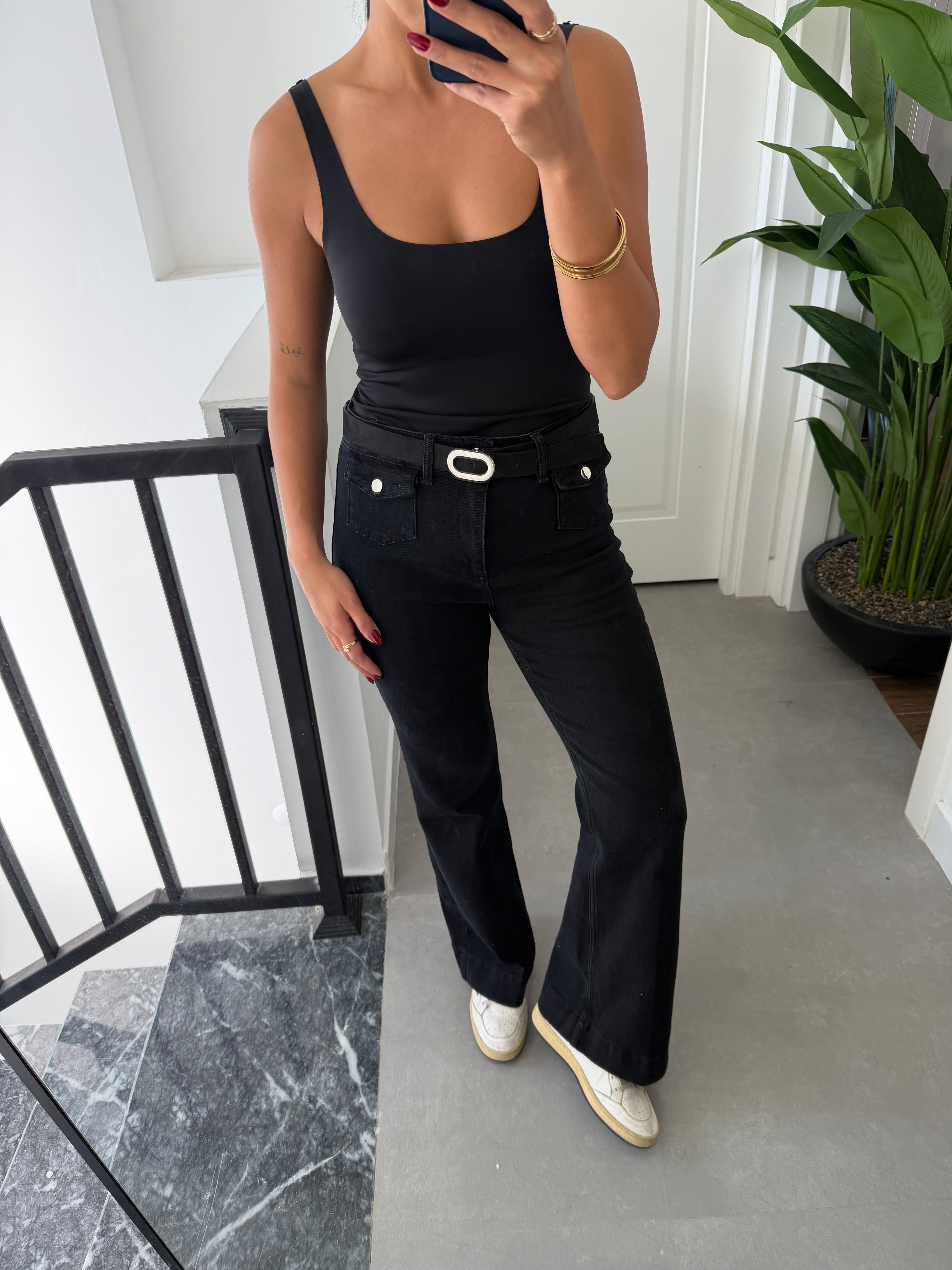 Black Kemerli Flare Jean