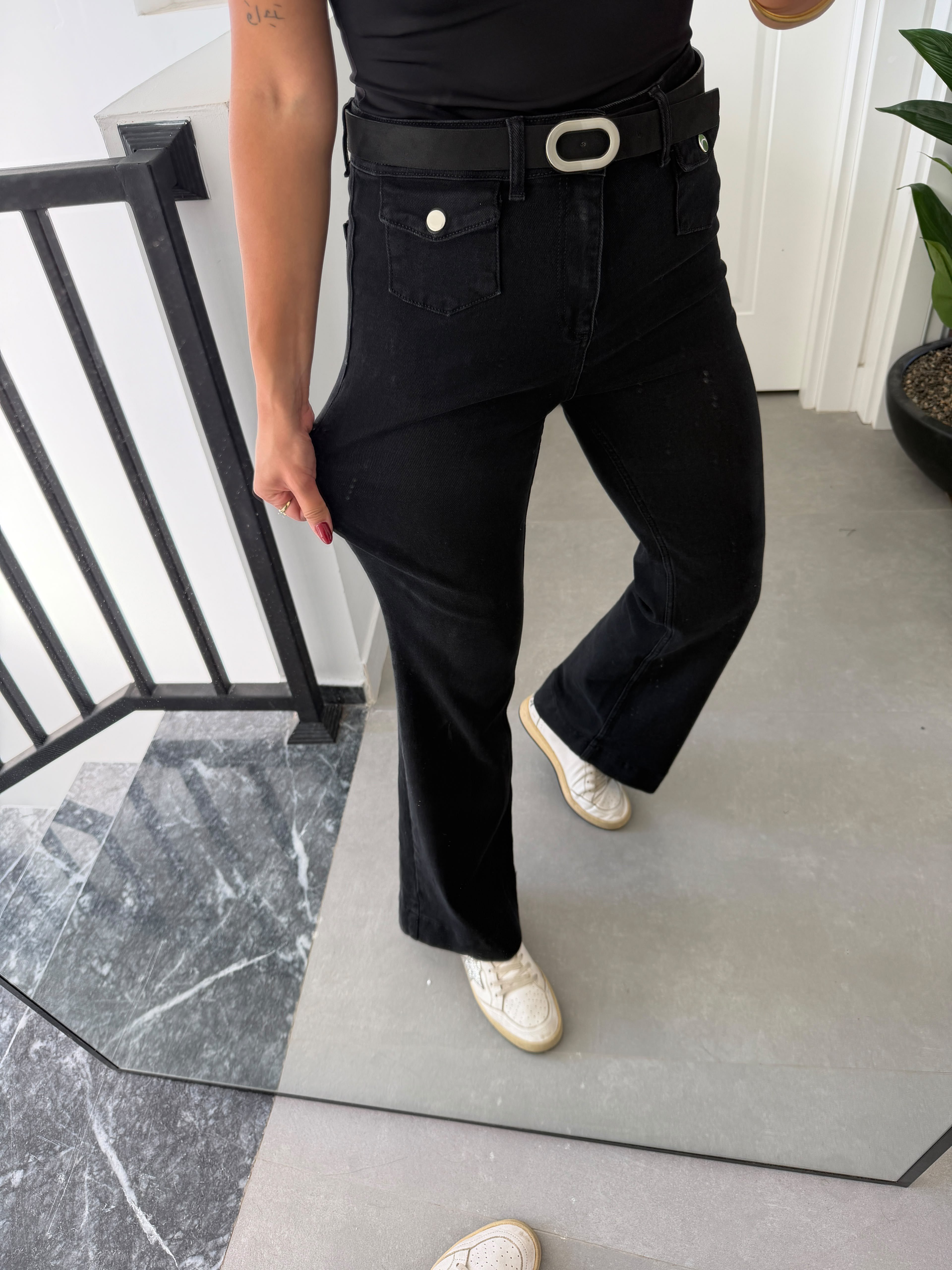 Black Kemerli Flare Jean