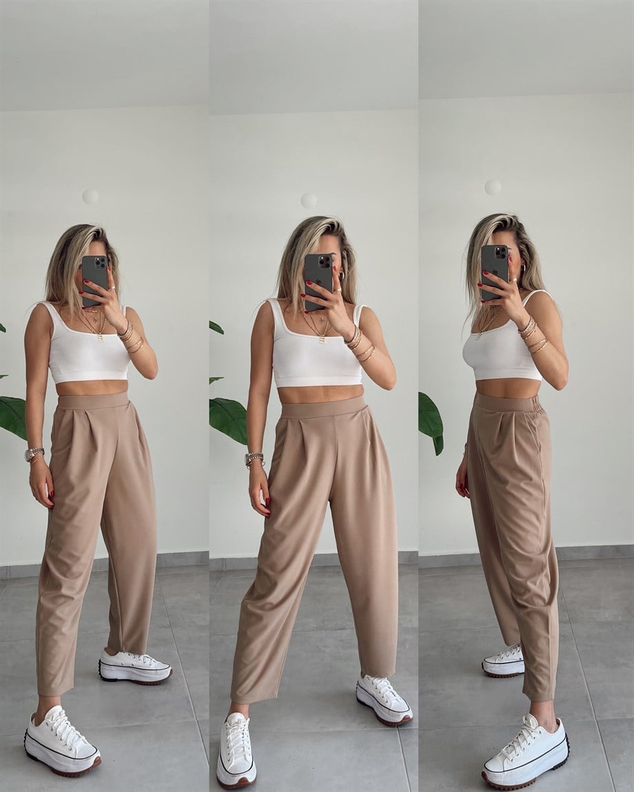 Bombeli Camel Pantolon