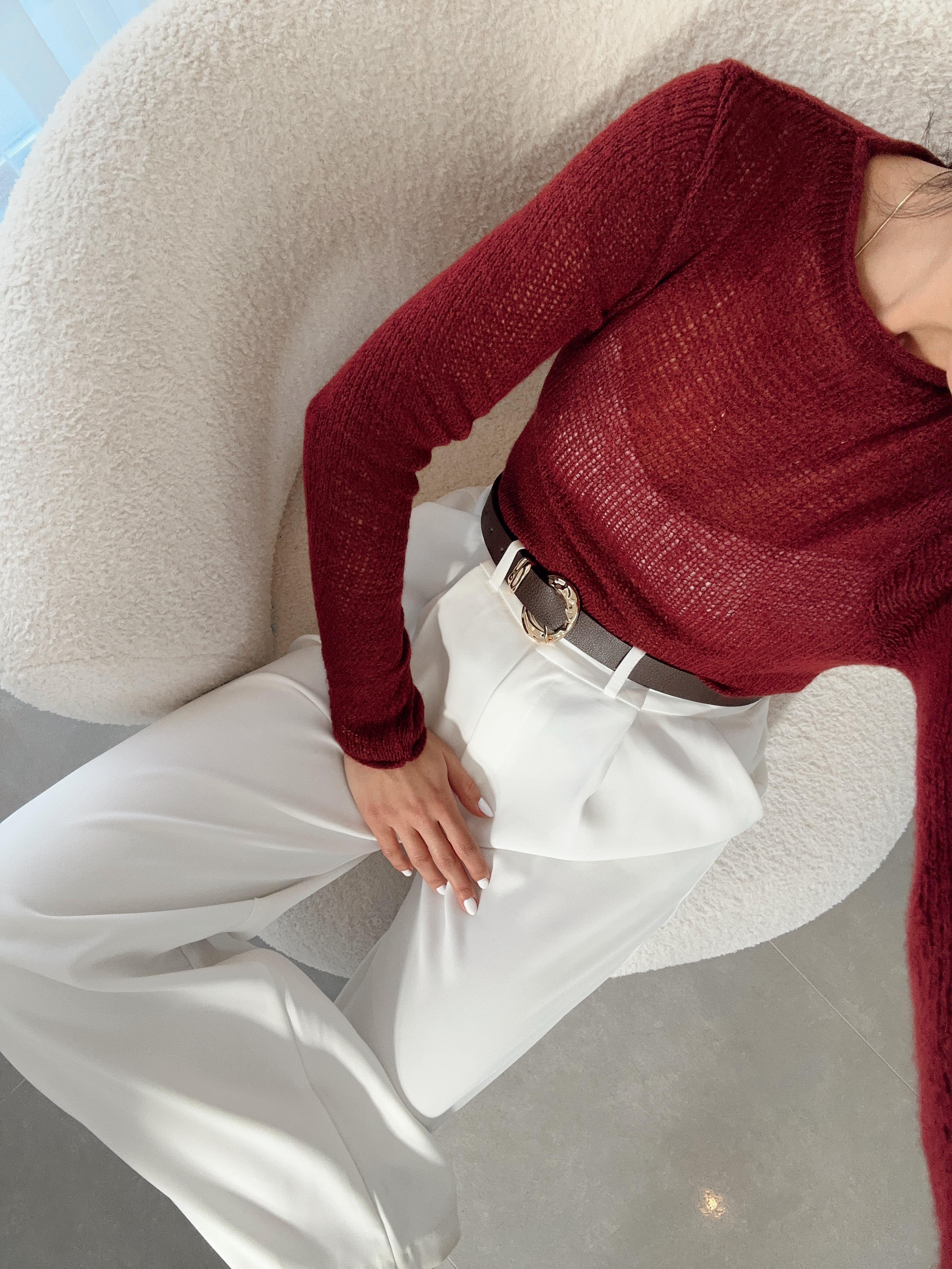 Bordo Ajurlu Triko Kazak