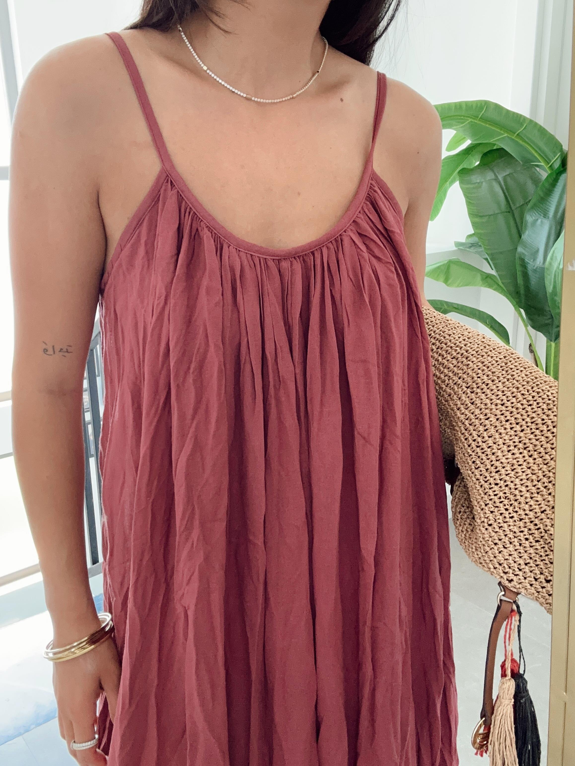 Bordo Askılı Elbise