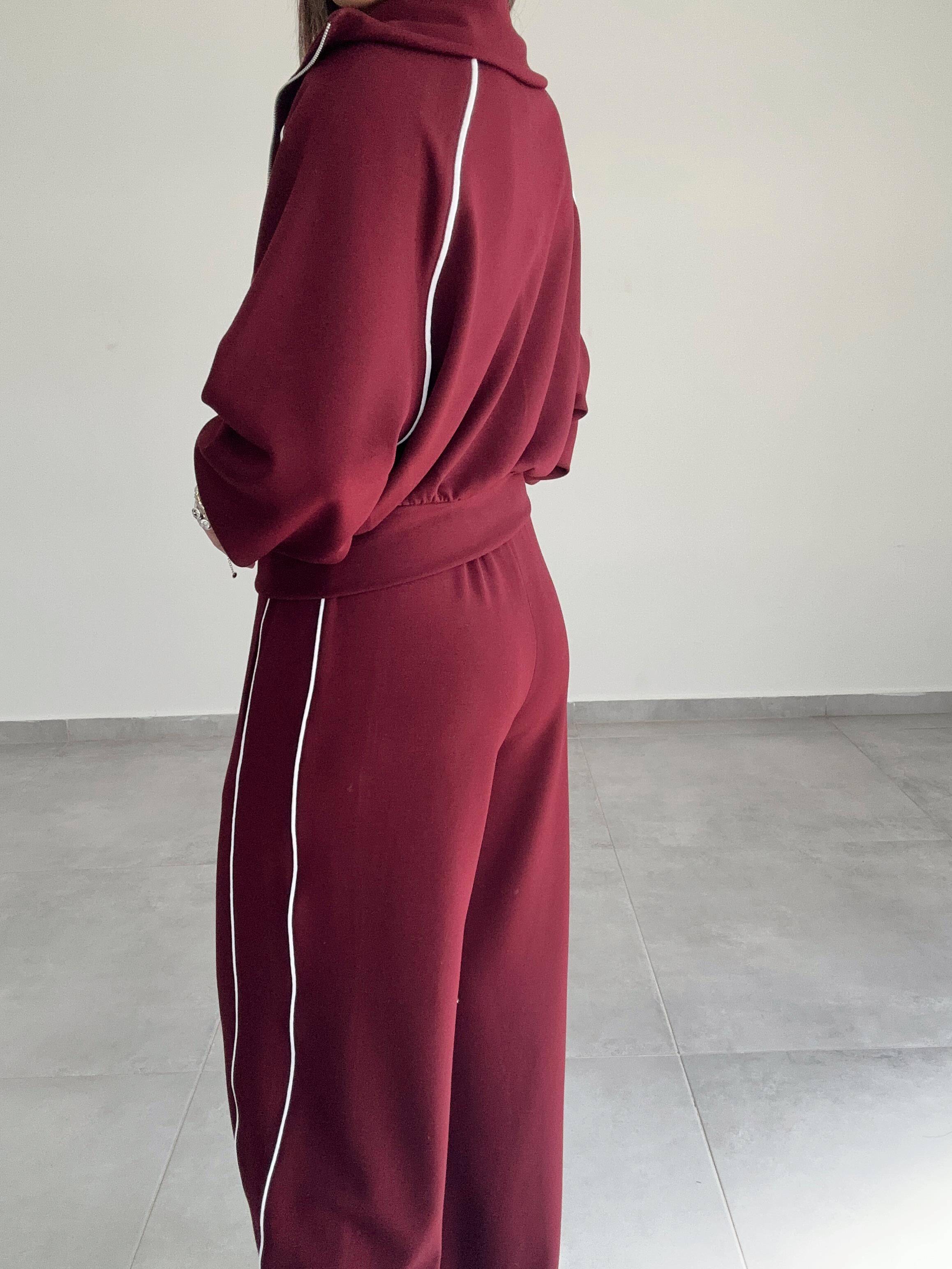 Bordo Oys Biyeli Modal Kumaş Takım