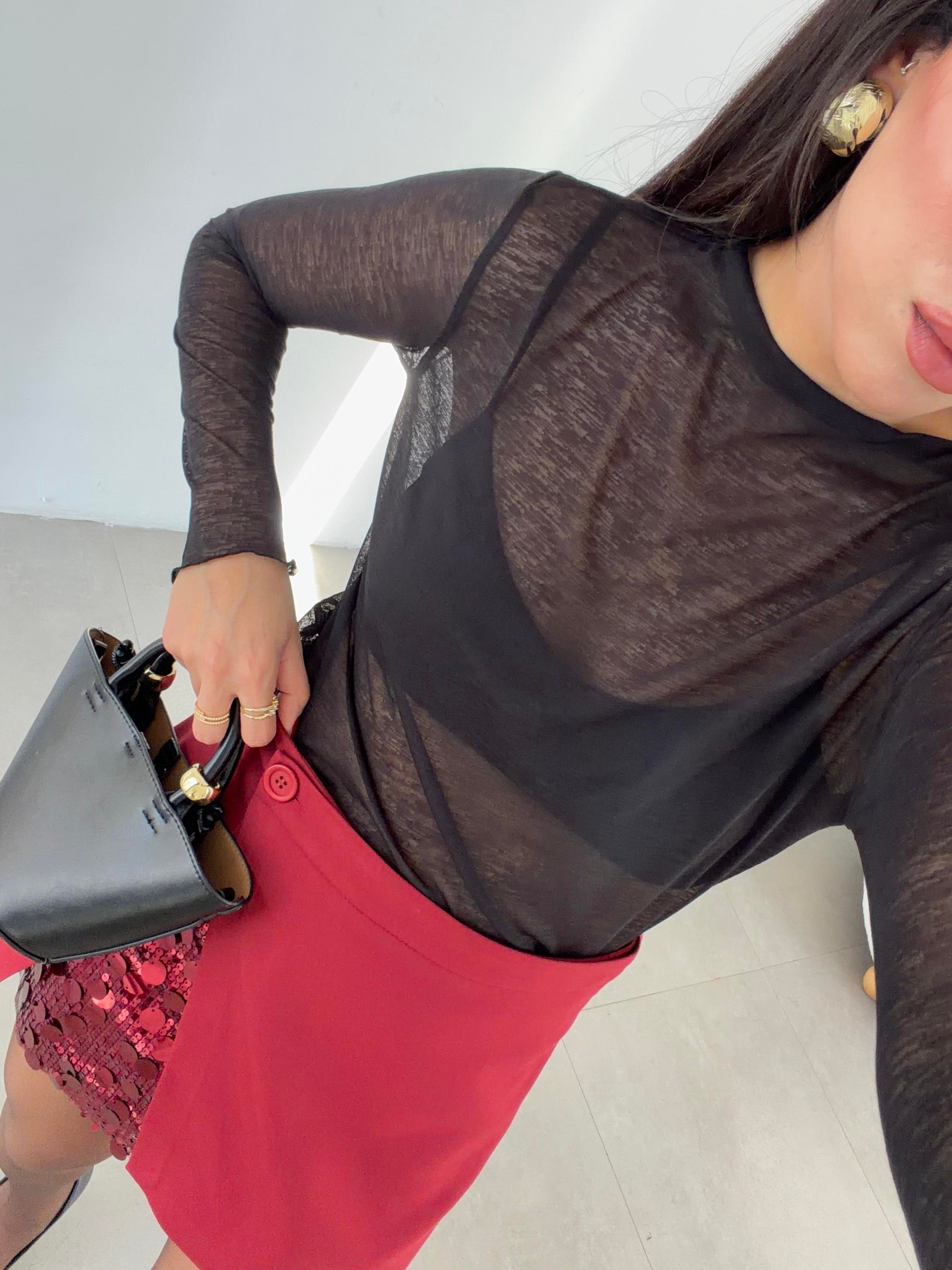 Bordo Payet Detaylı Mini Etek