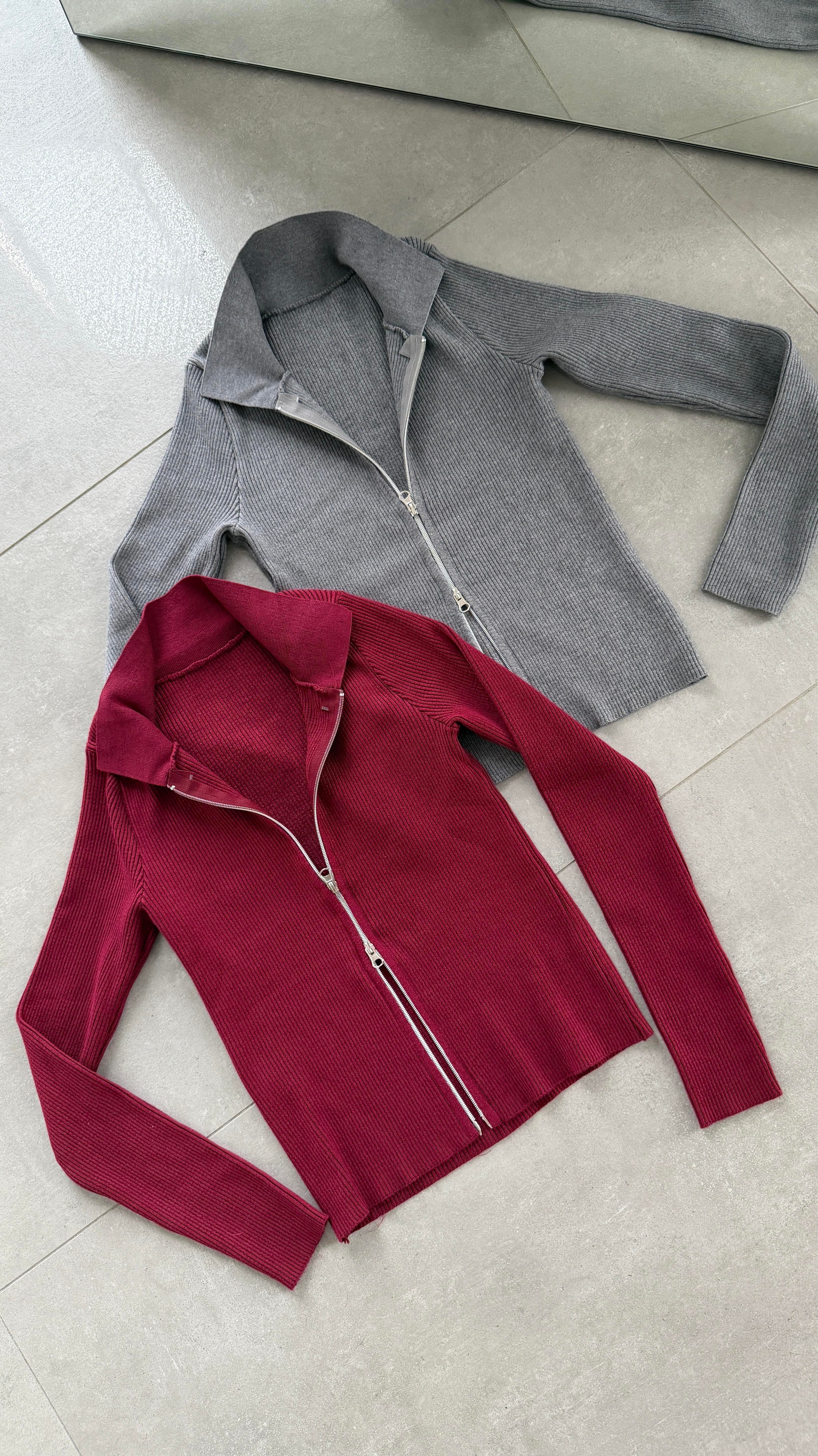 Bordo Polo Yaka Hırka
