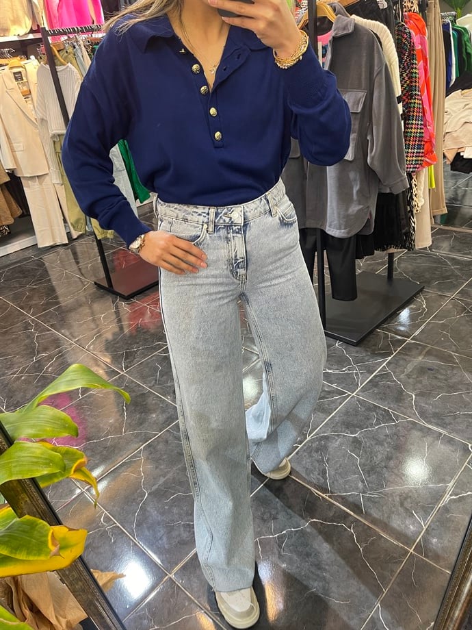 Boru Paça Açık Mavi Jean