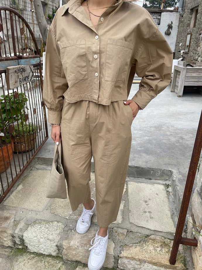Camel Gömlek Pantolon Takım