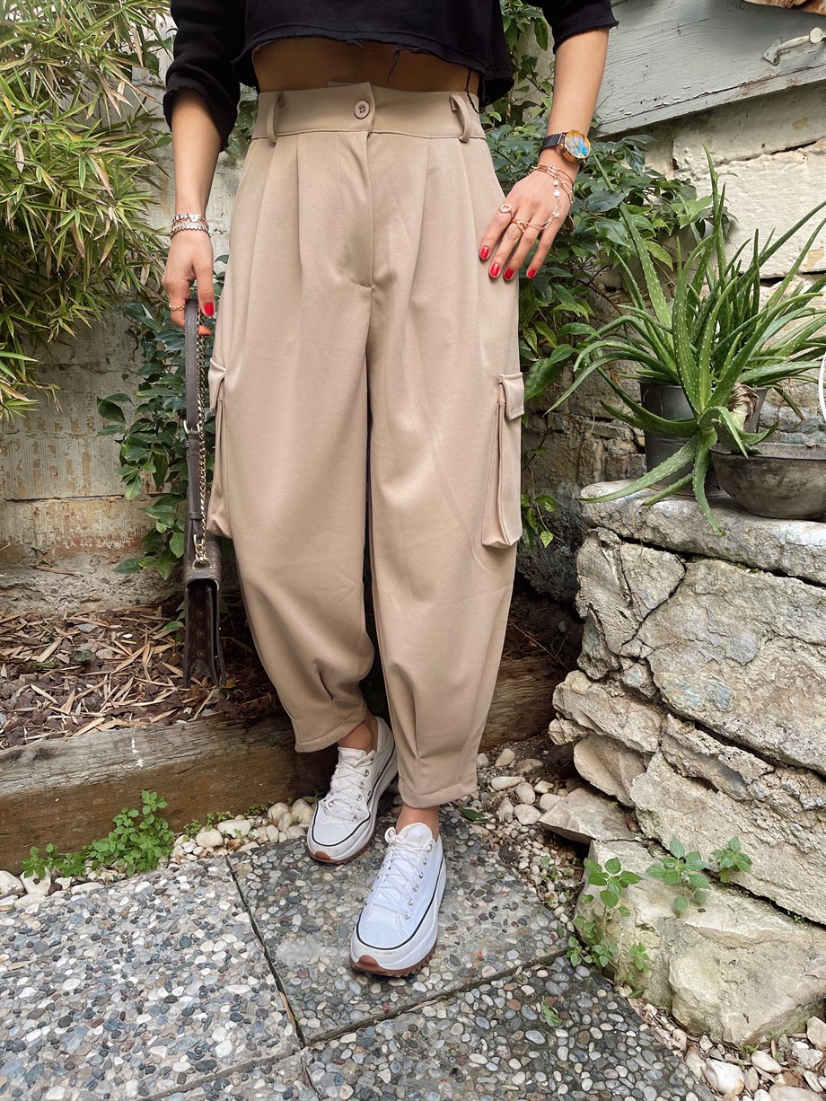 Camel Kargo Cep Pantolon