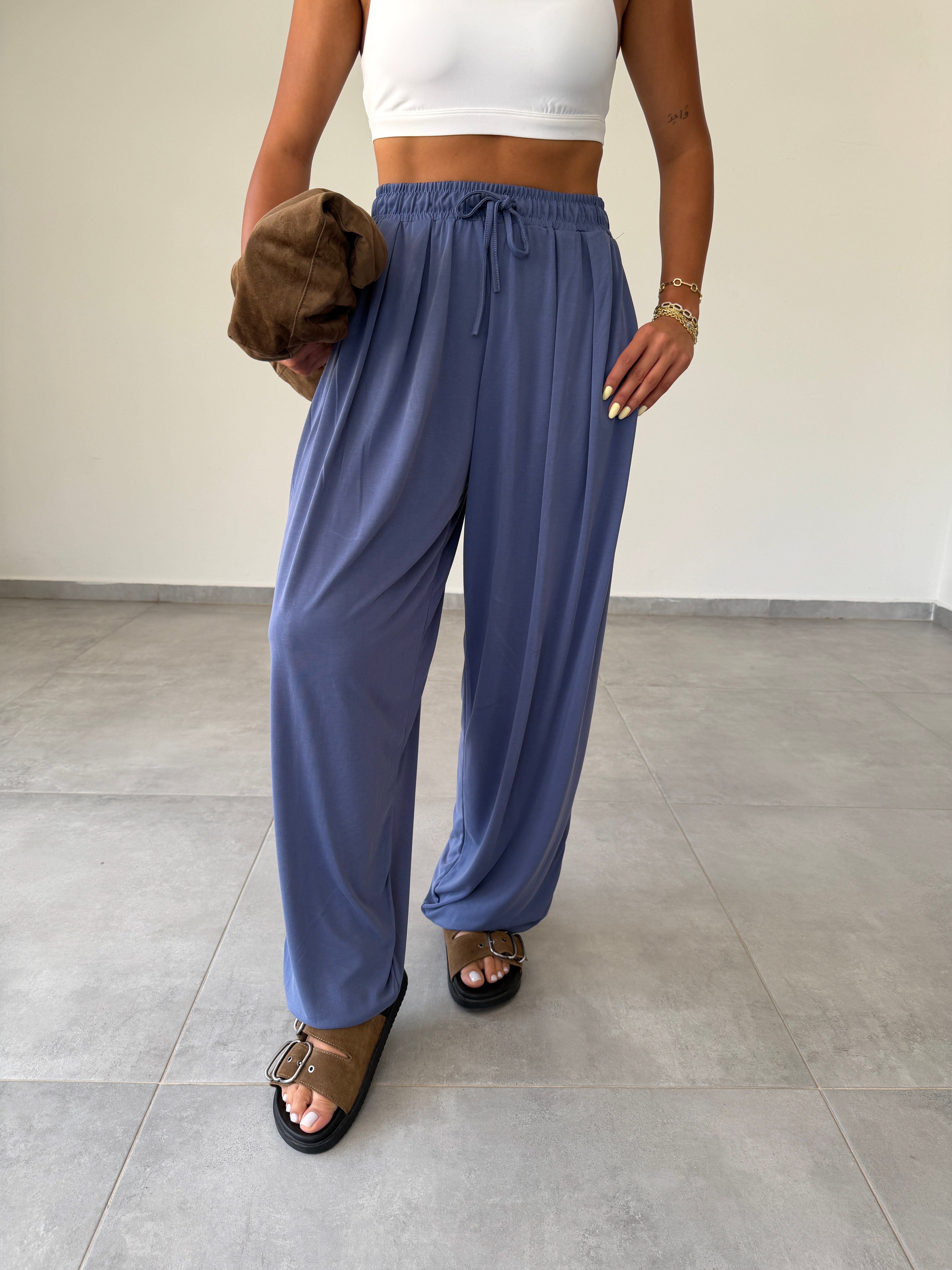 Comfort İndigo Modal Kumaş Şalvar Pantolon