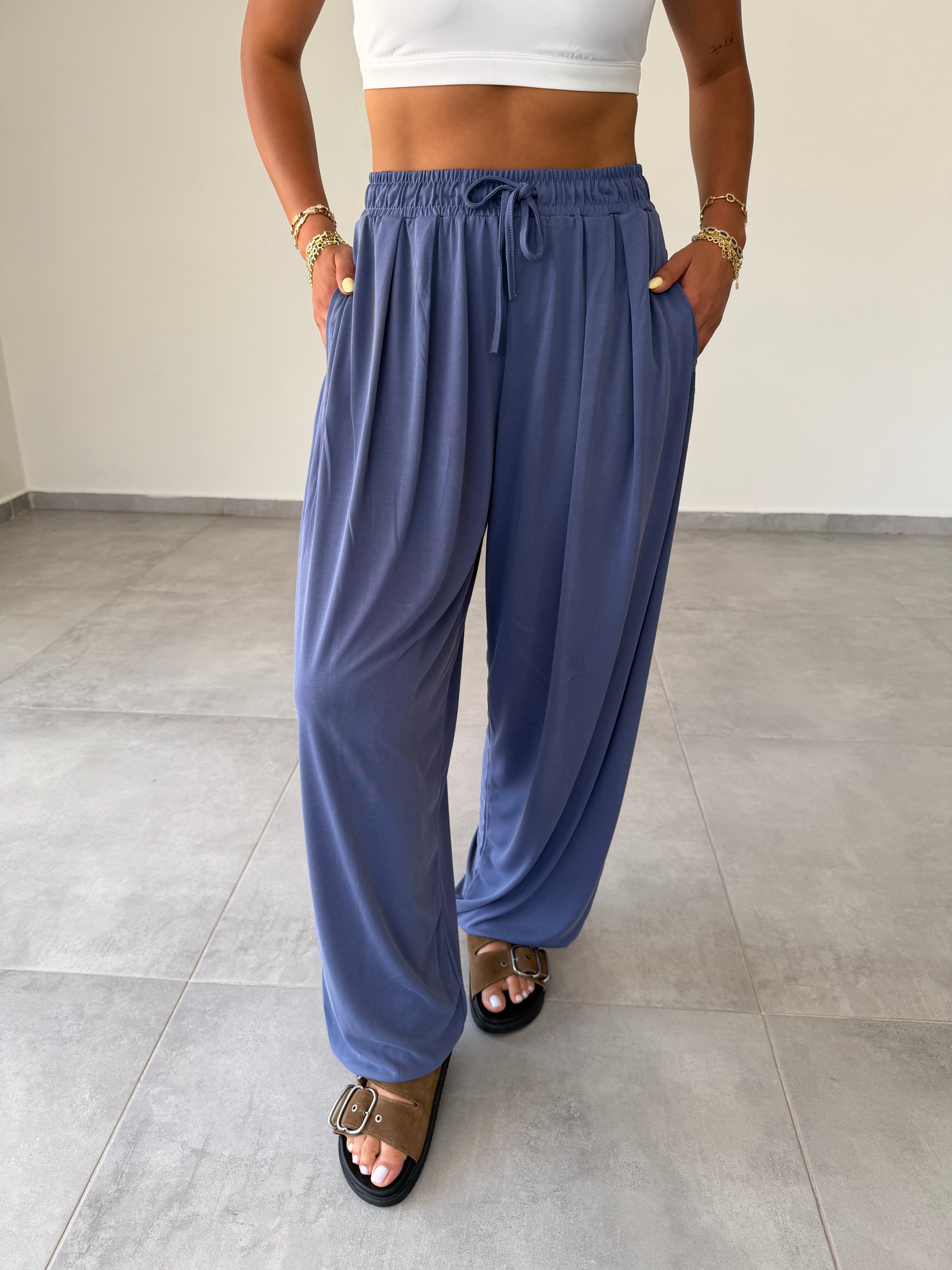 Comfort İndigo Modal Kumaş Şalvar Pantolon