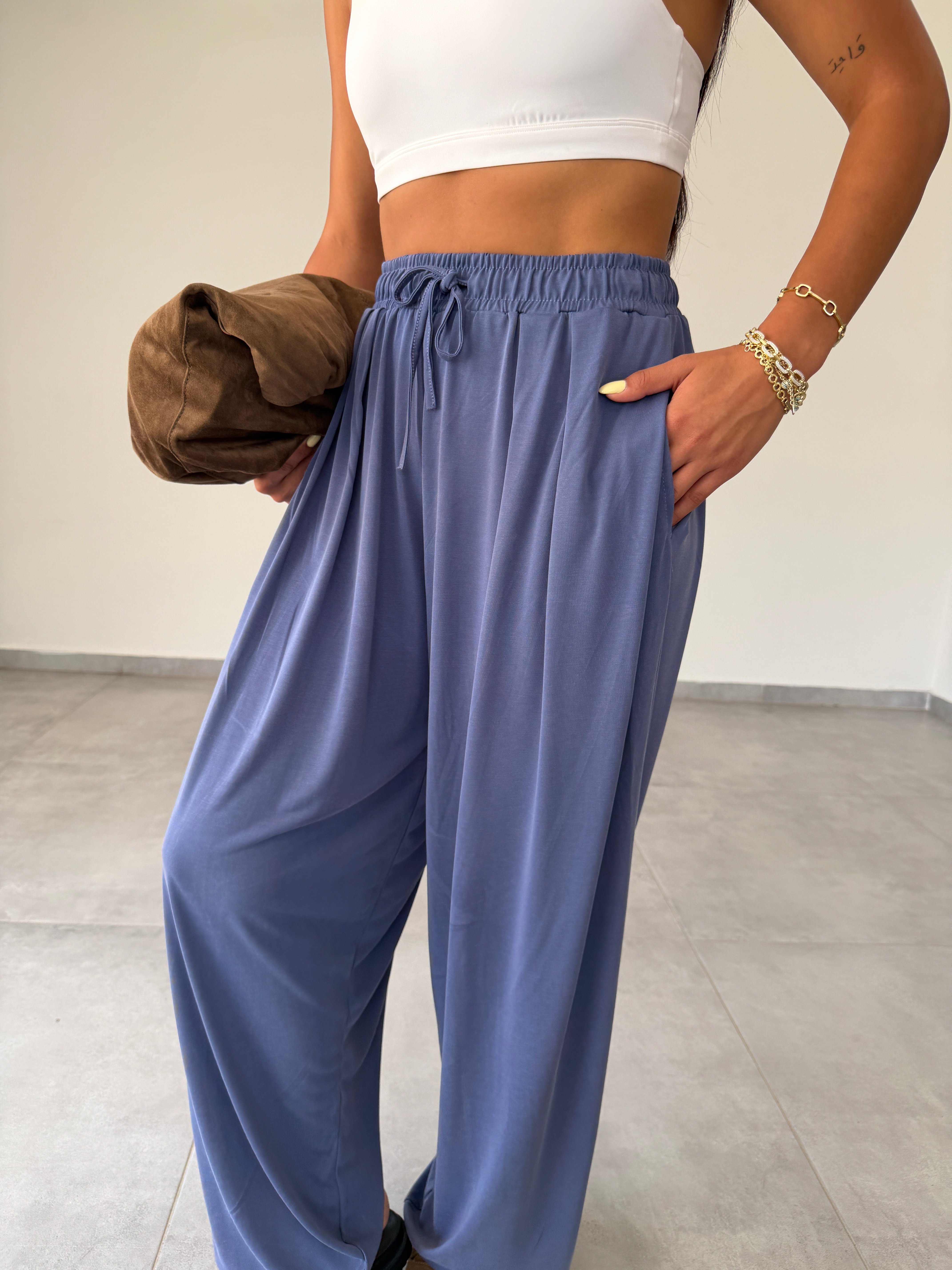 Comfort İndigo Modal Kumaş Şalvar Pantolon