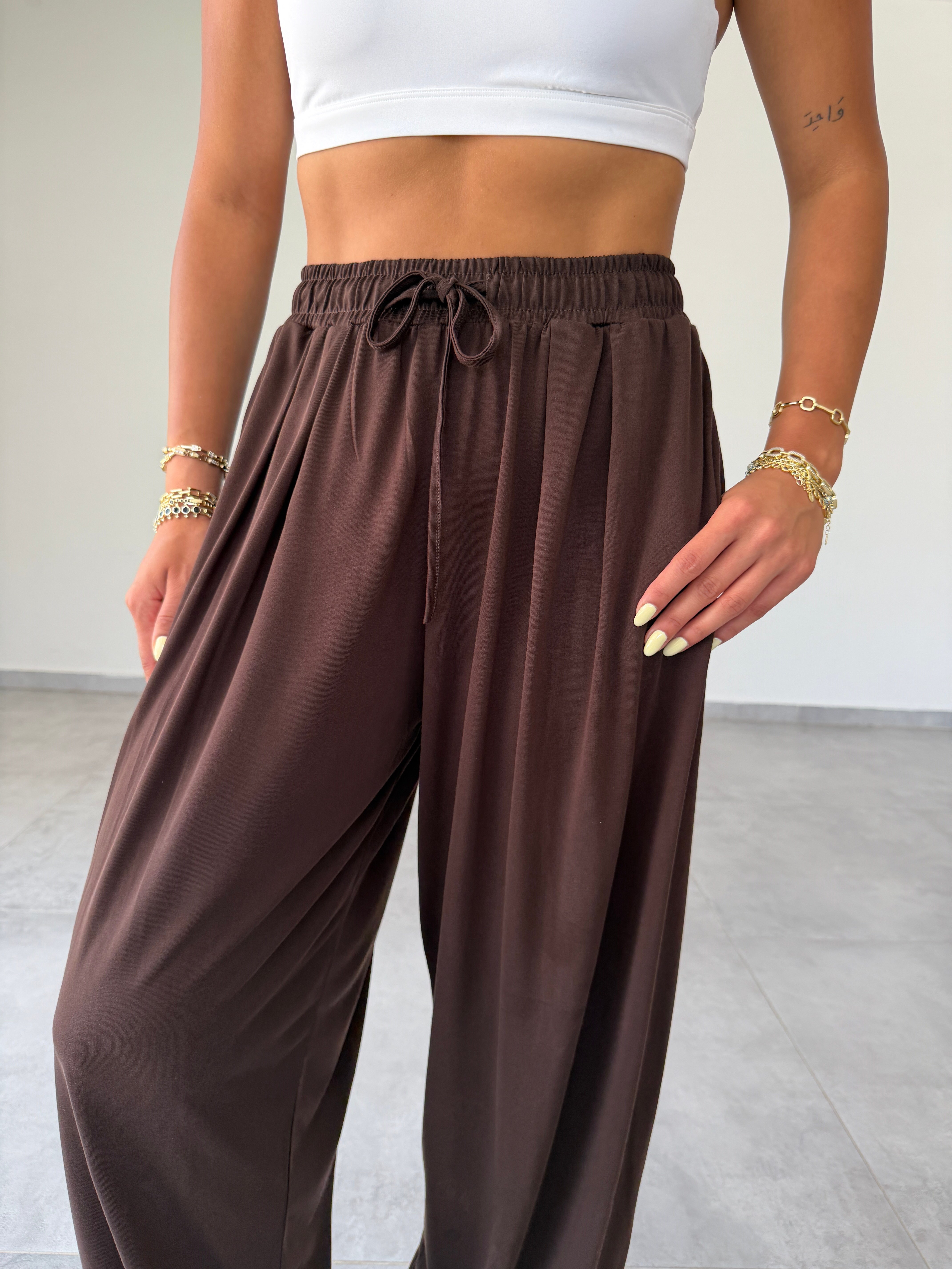 Comfort Kahve Modal Kumaş Şalvar Pantolon