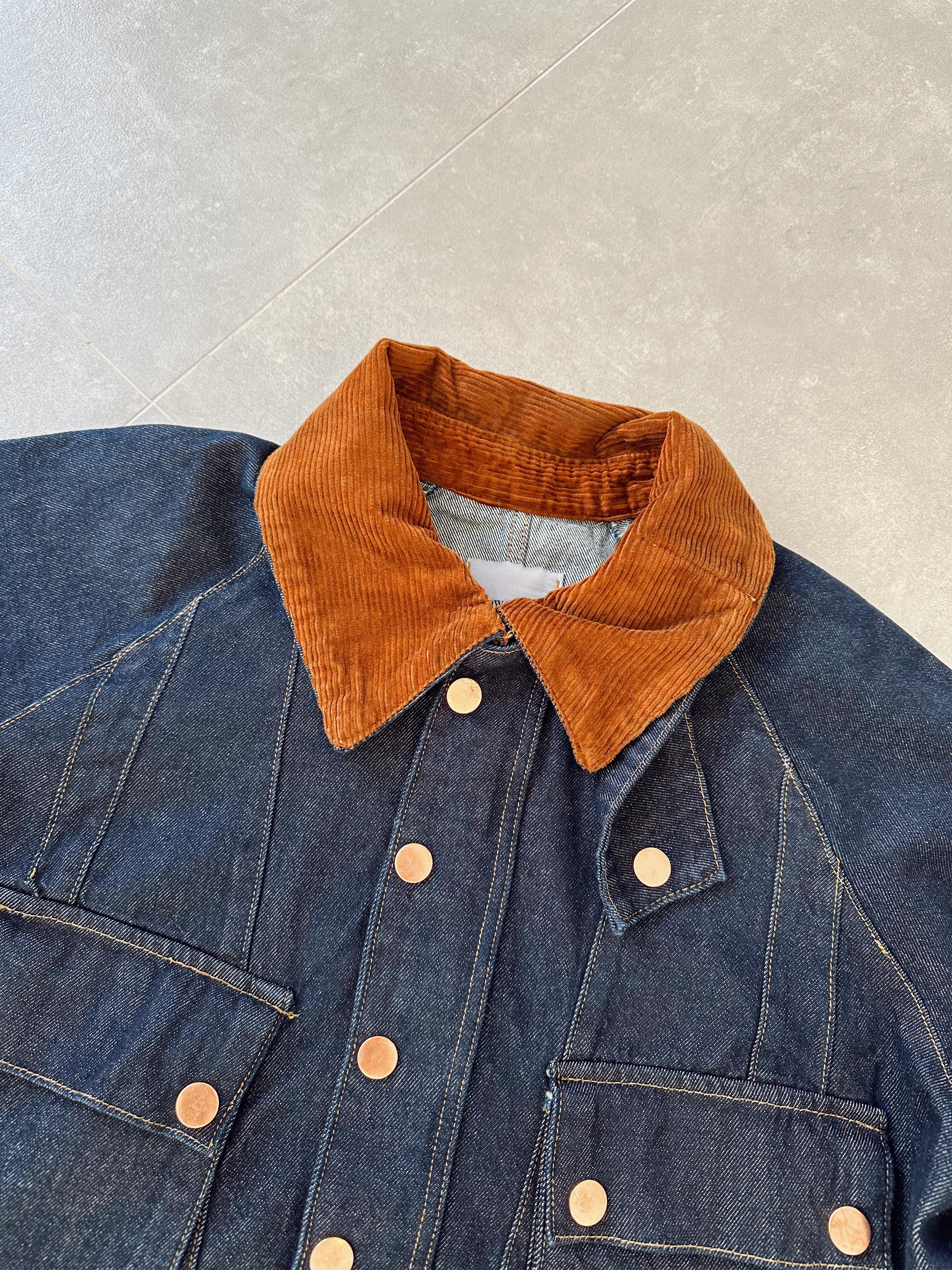 Denim Kadife Yaka Detaylı Ceket