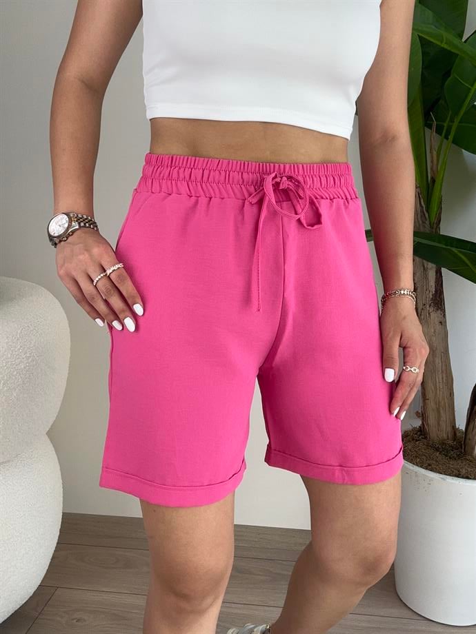 Duble Paça Pembe Şort