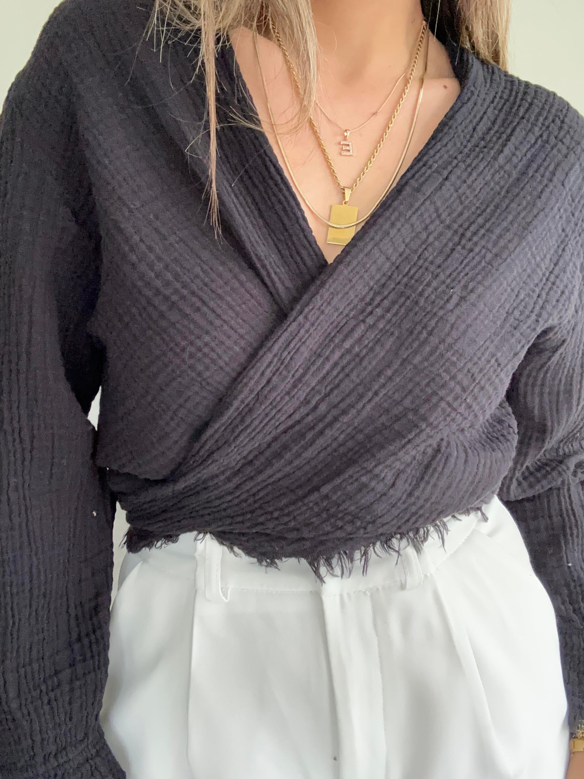 Efes Siyah Bağlamalı Crop