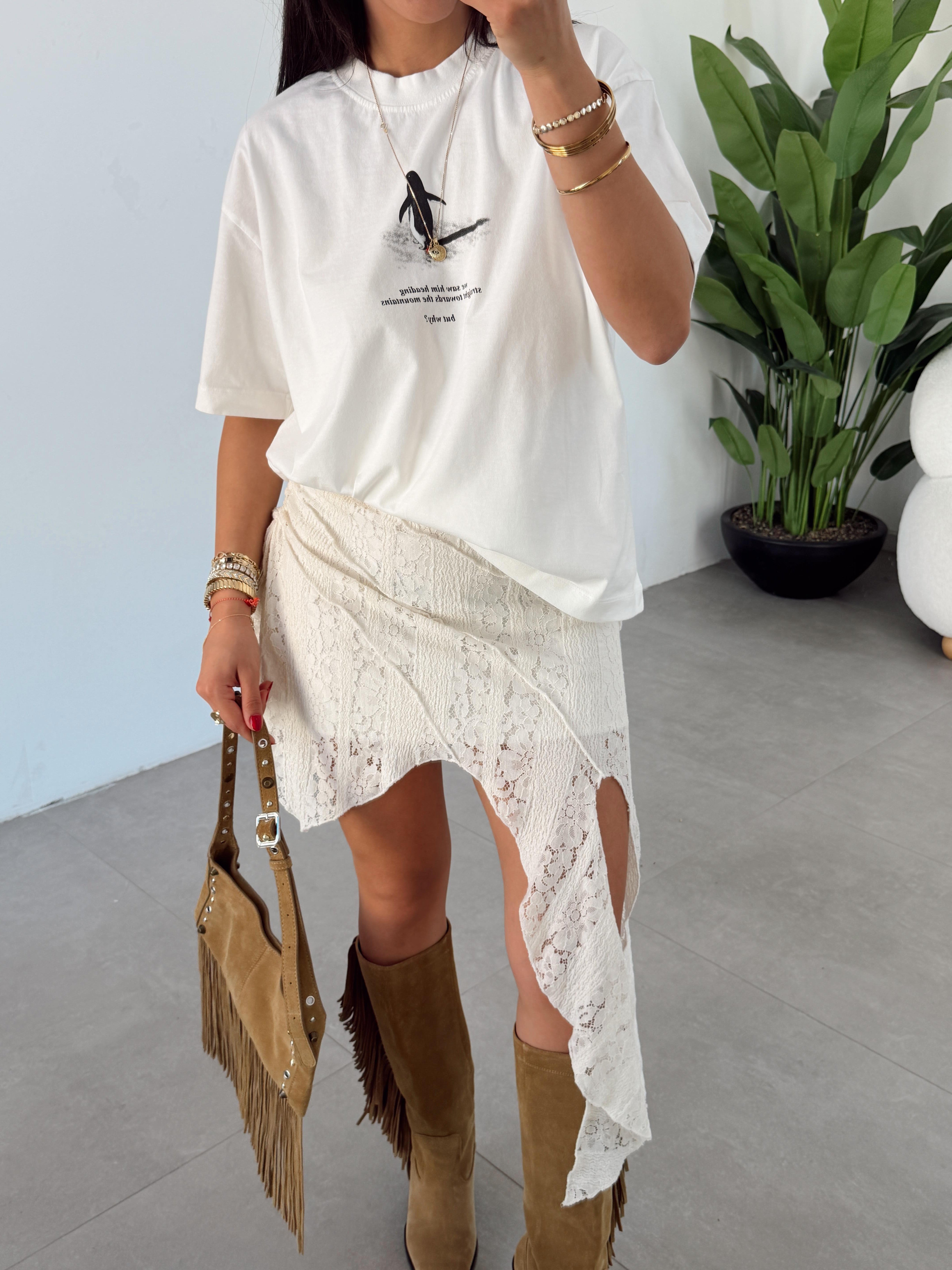 Ekru Baskılı Tişört